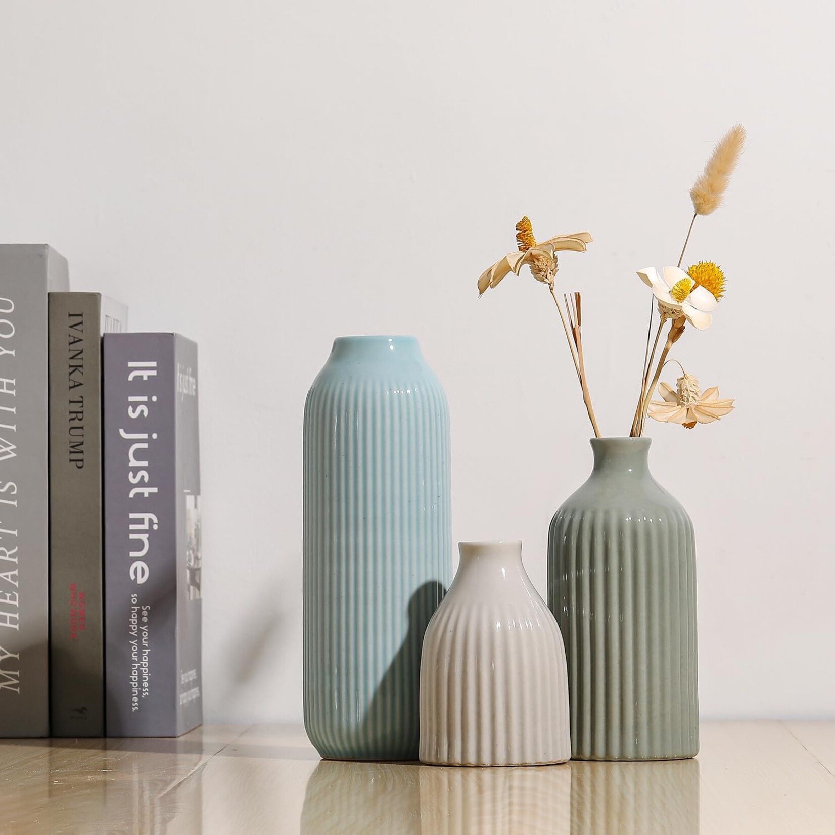 Ceramic Vase Set of 3 MultiColor