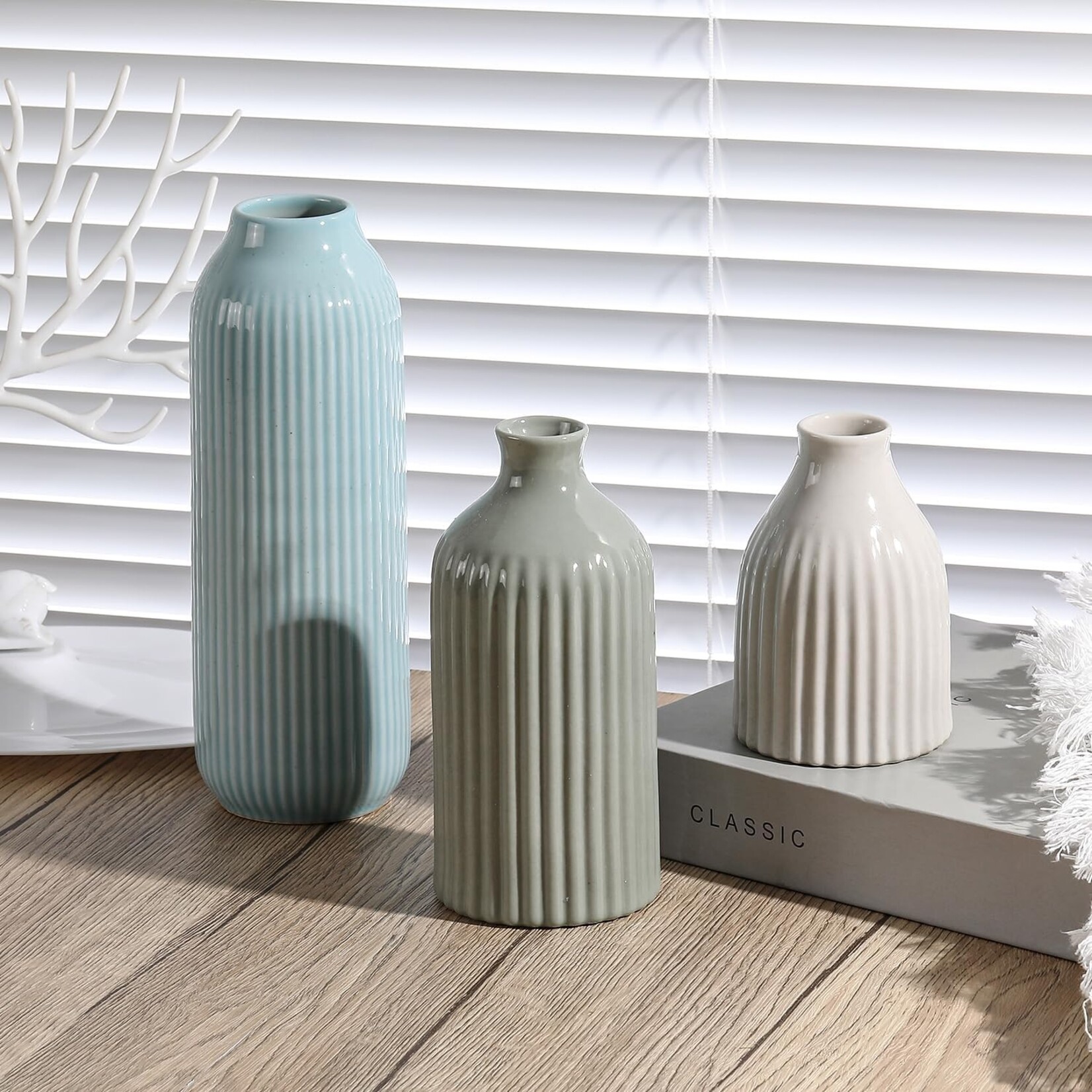 Ceramic Vase Set of 3 MultiColor