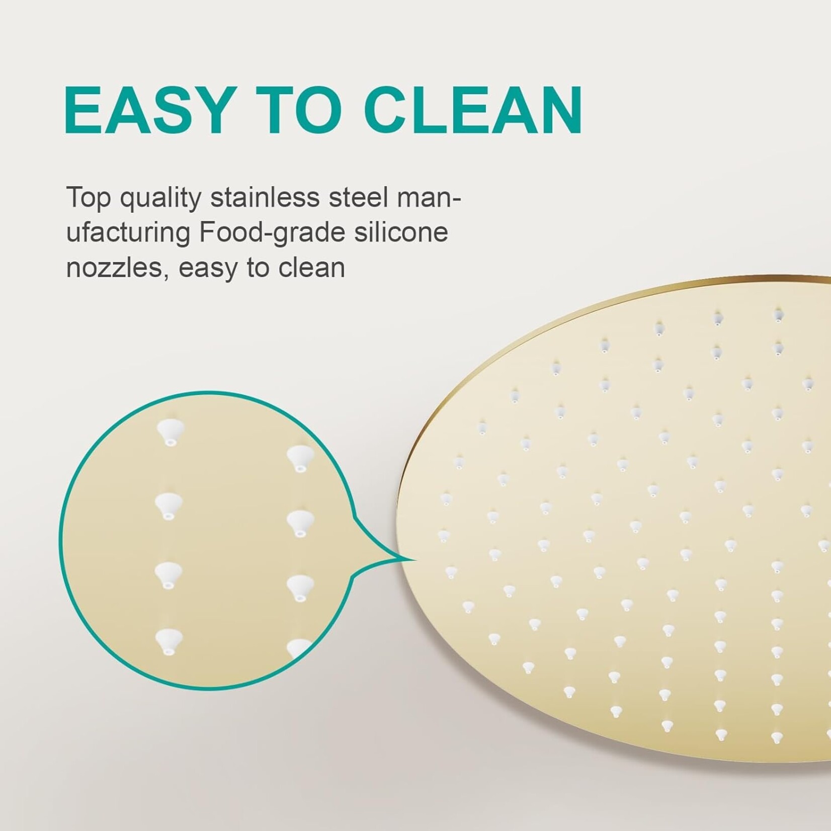 Round Shower Head Brushed Gold 12"