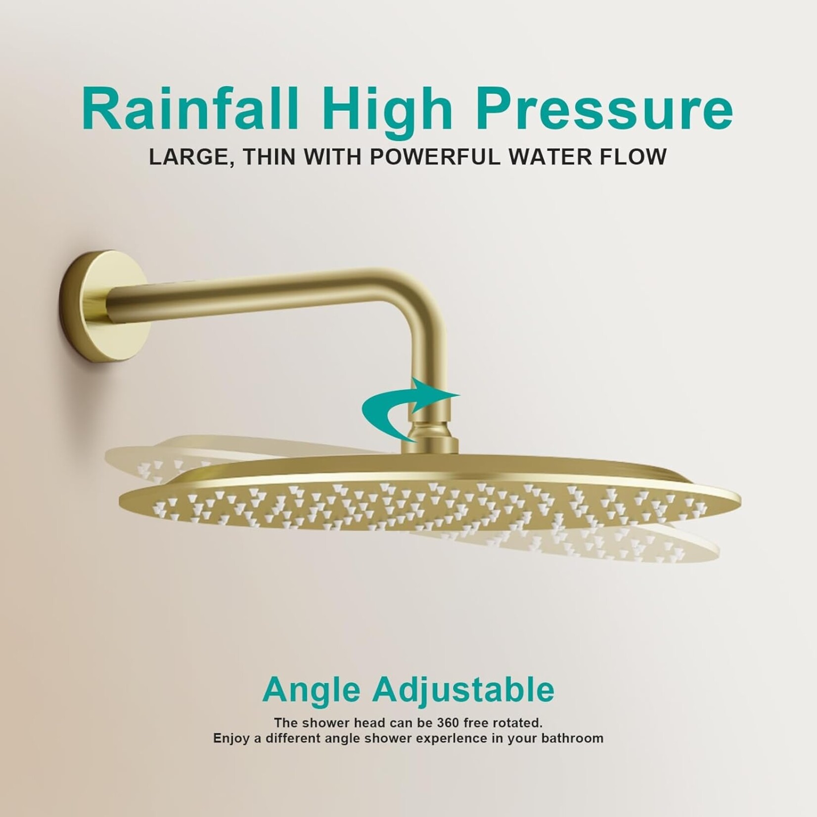 Round Shower Head Brushed Gold 12"