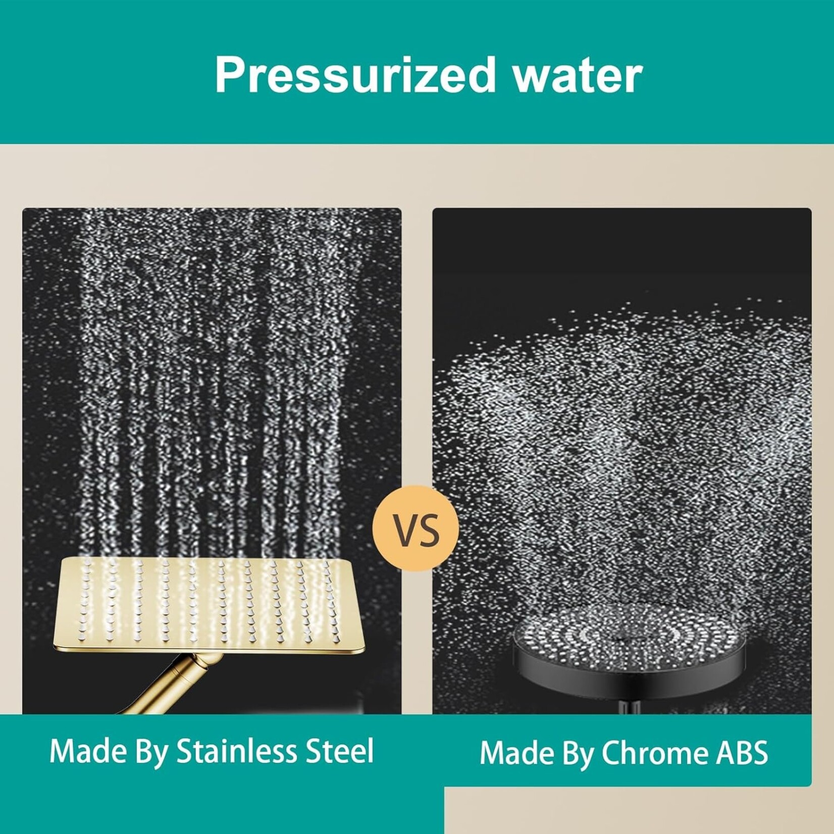 Square Shower Head Brushed Gold 12"