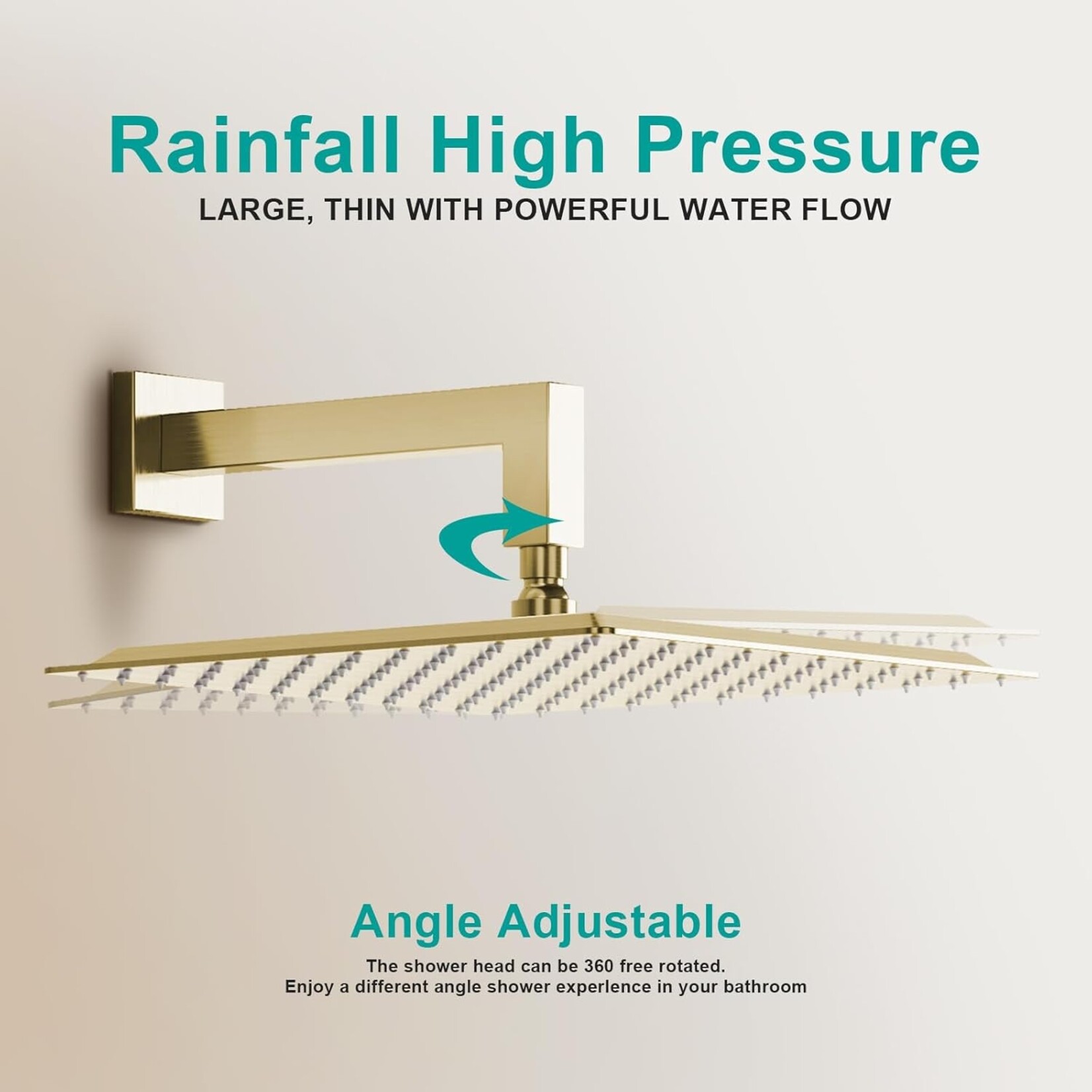 Square Shower Head Brushed Gold 12"
