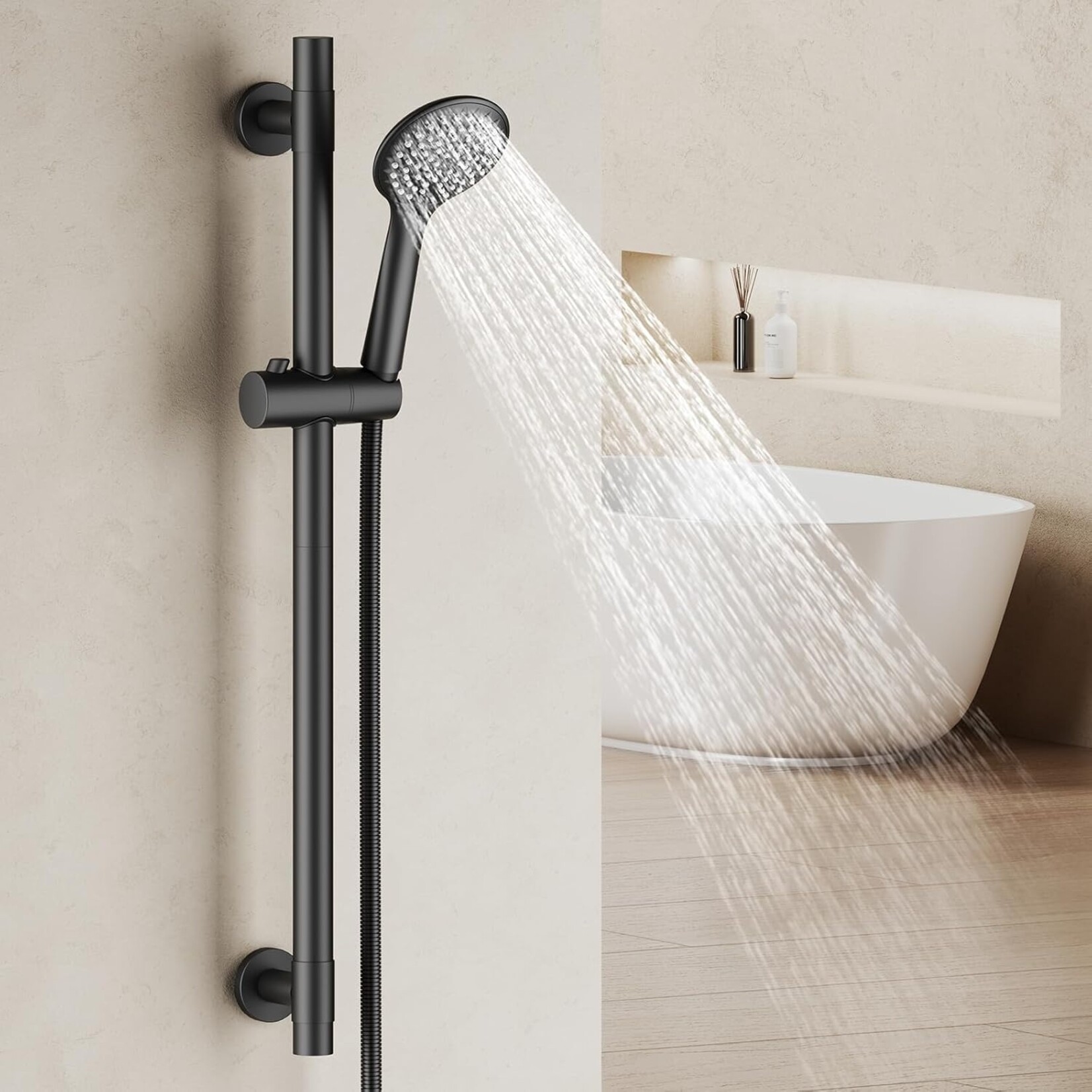 Slide Bar Handheld Shower Head w Hose