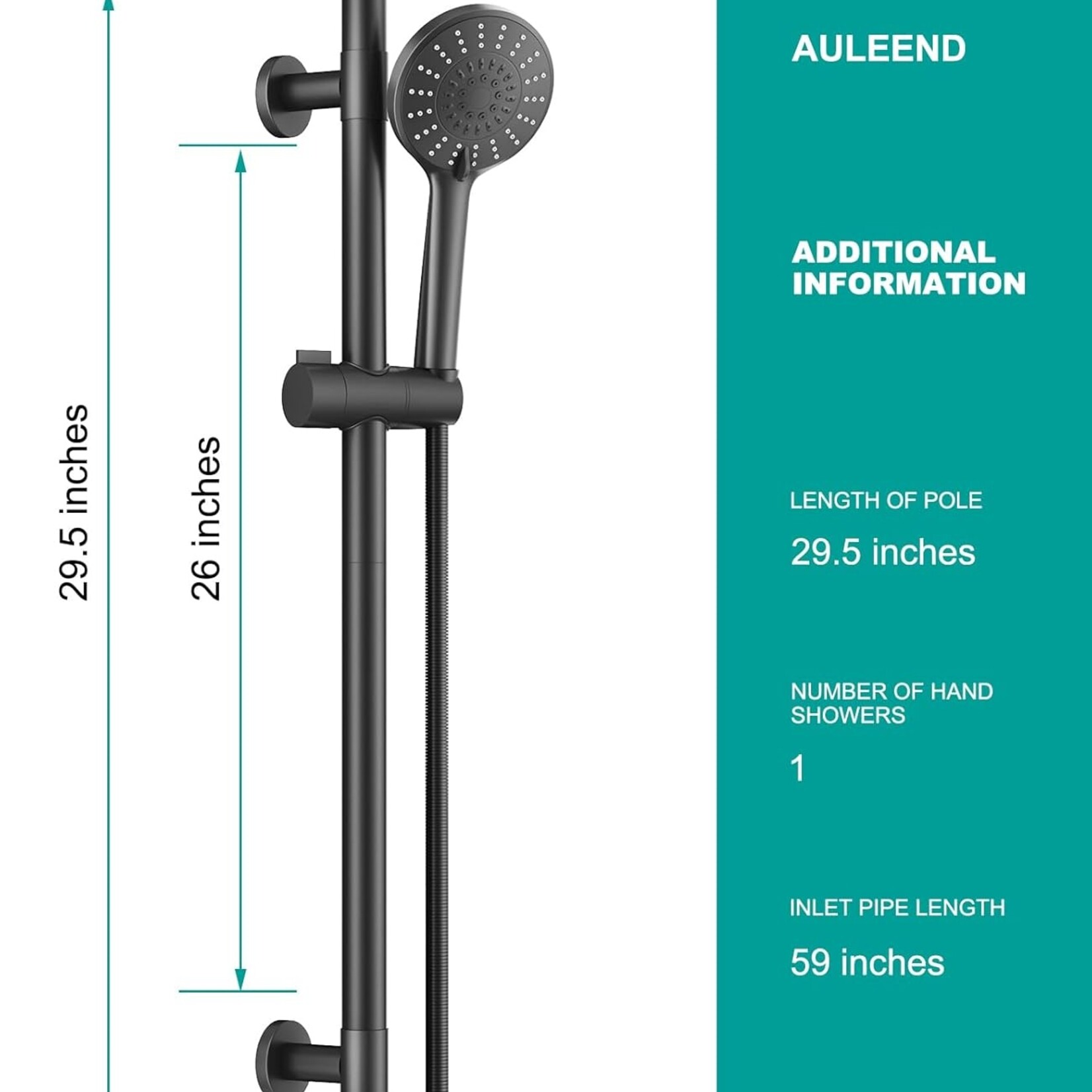 Slide Bar Handheld Shower Head w Hose