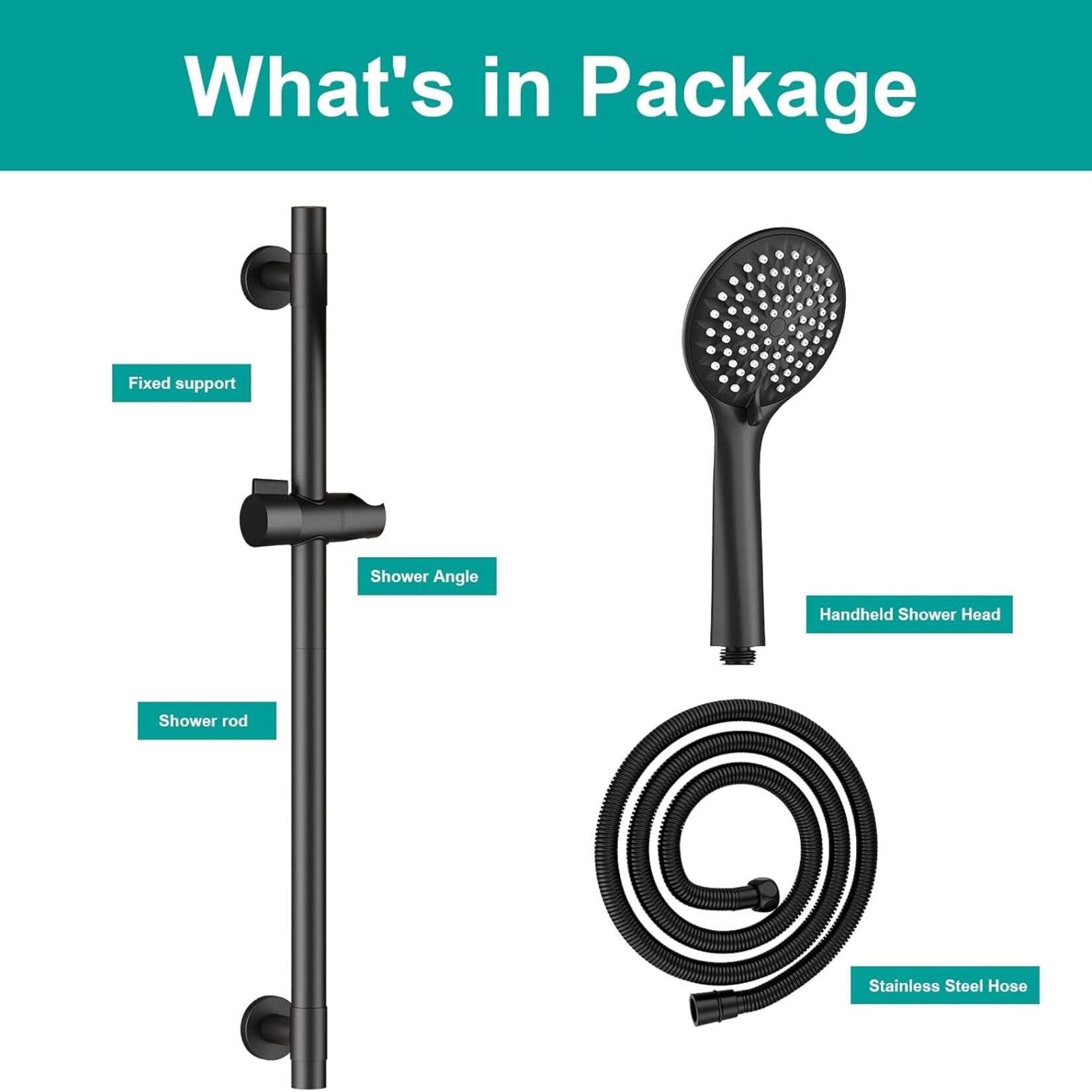 Slide Bar Handheld Shower Head w Hose