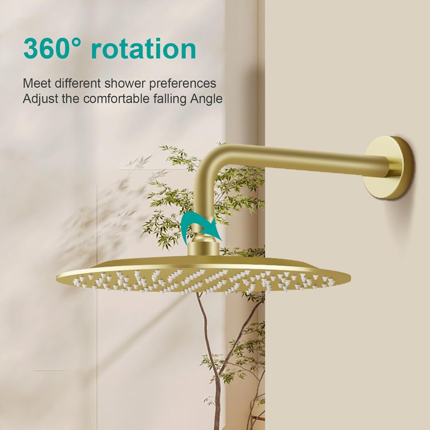 Round Shower Head Brushed Gold 10"