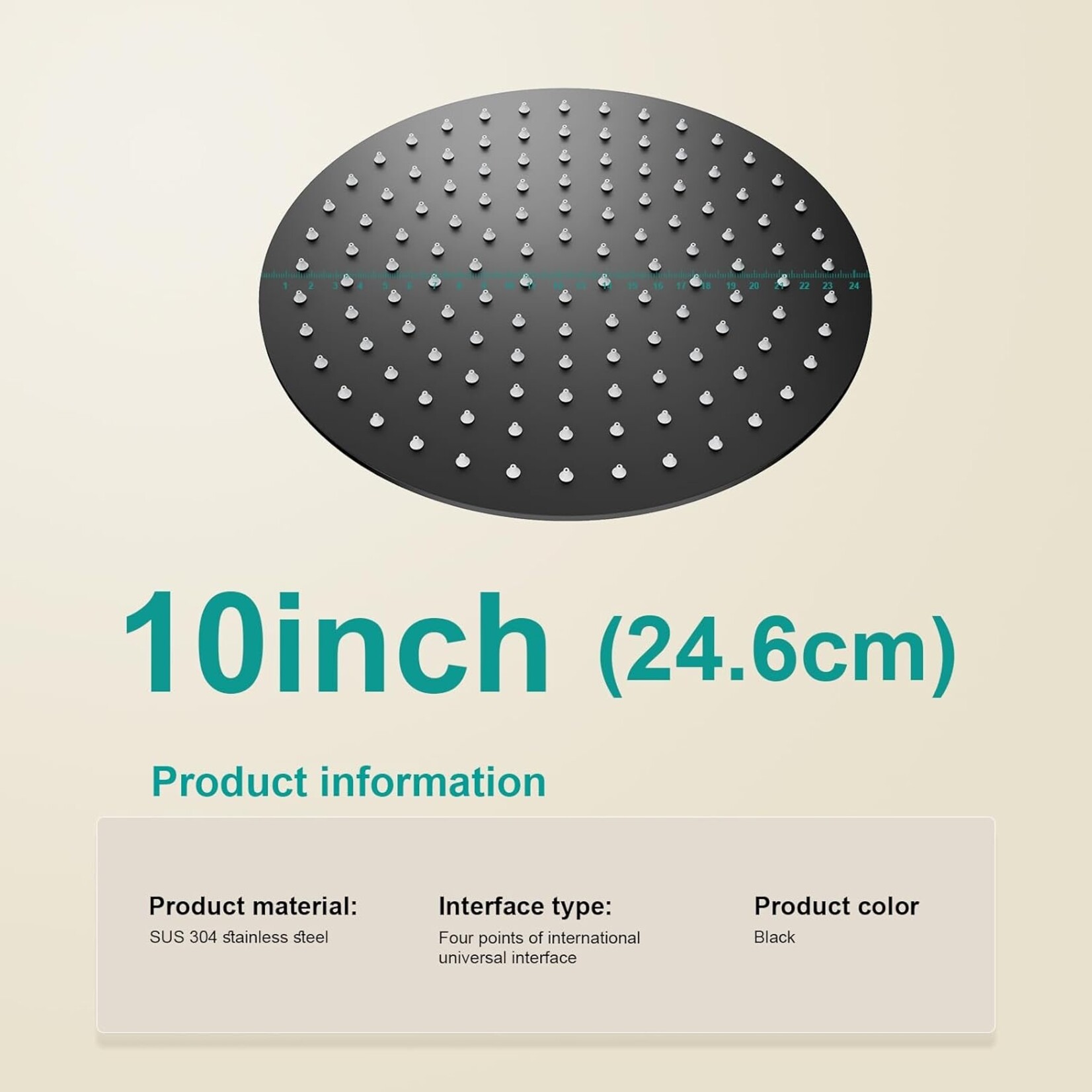 Round Shower Head Matte Black 10"