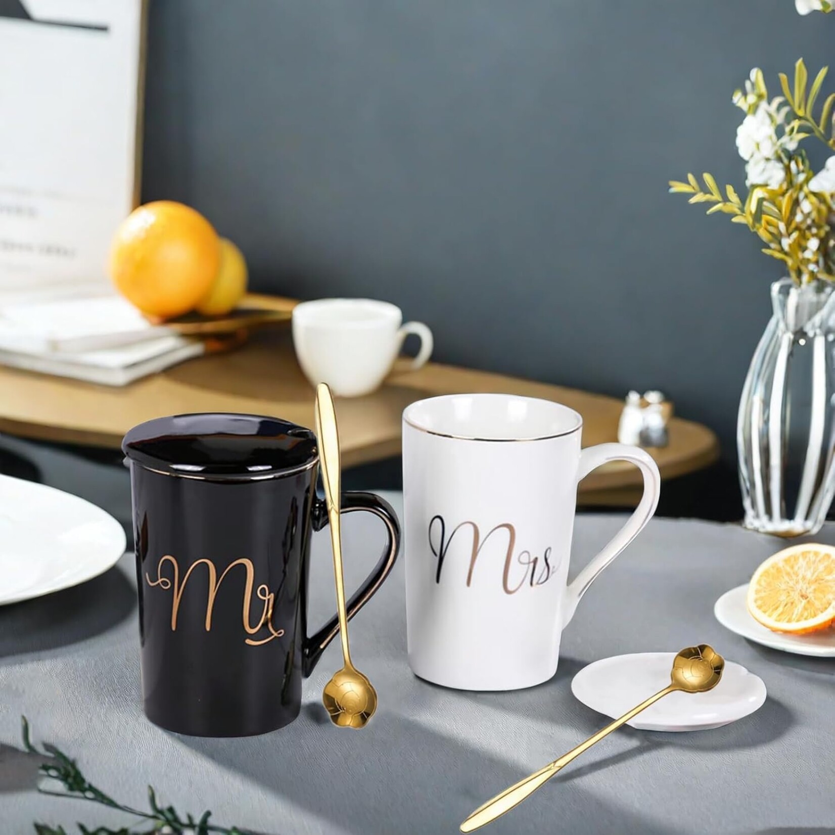 Mr&Mrs B&W Wedding Gift Mug Set