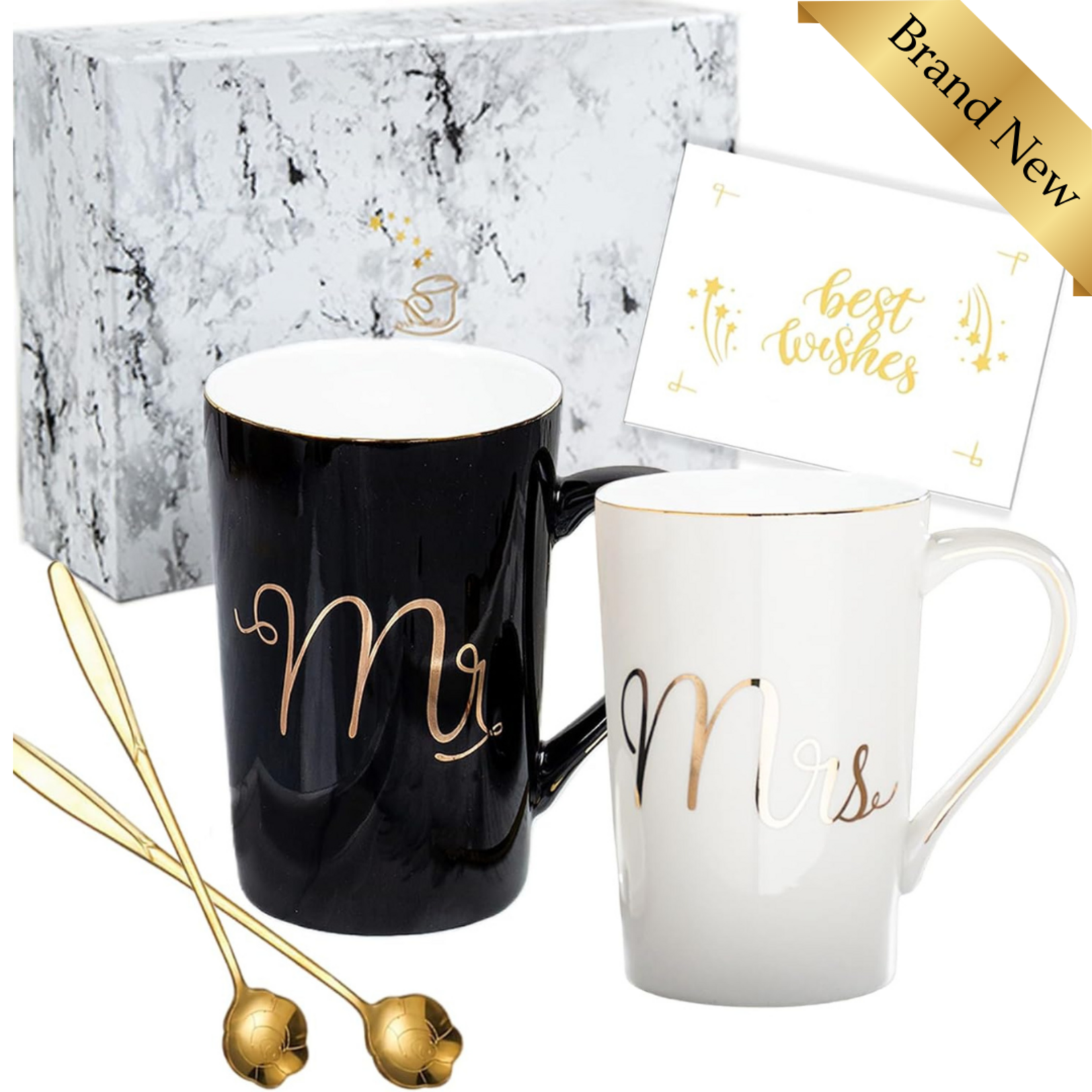 Mr&Mrs B&W Wedding Gift Mug Set