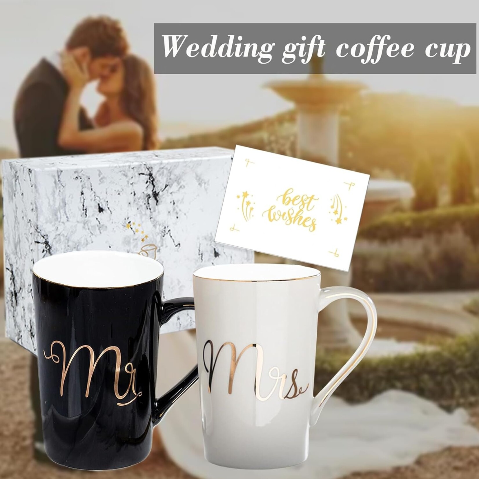 Mr&Mrs B&W Wedding Gift Mug Set