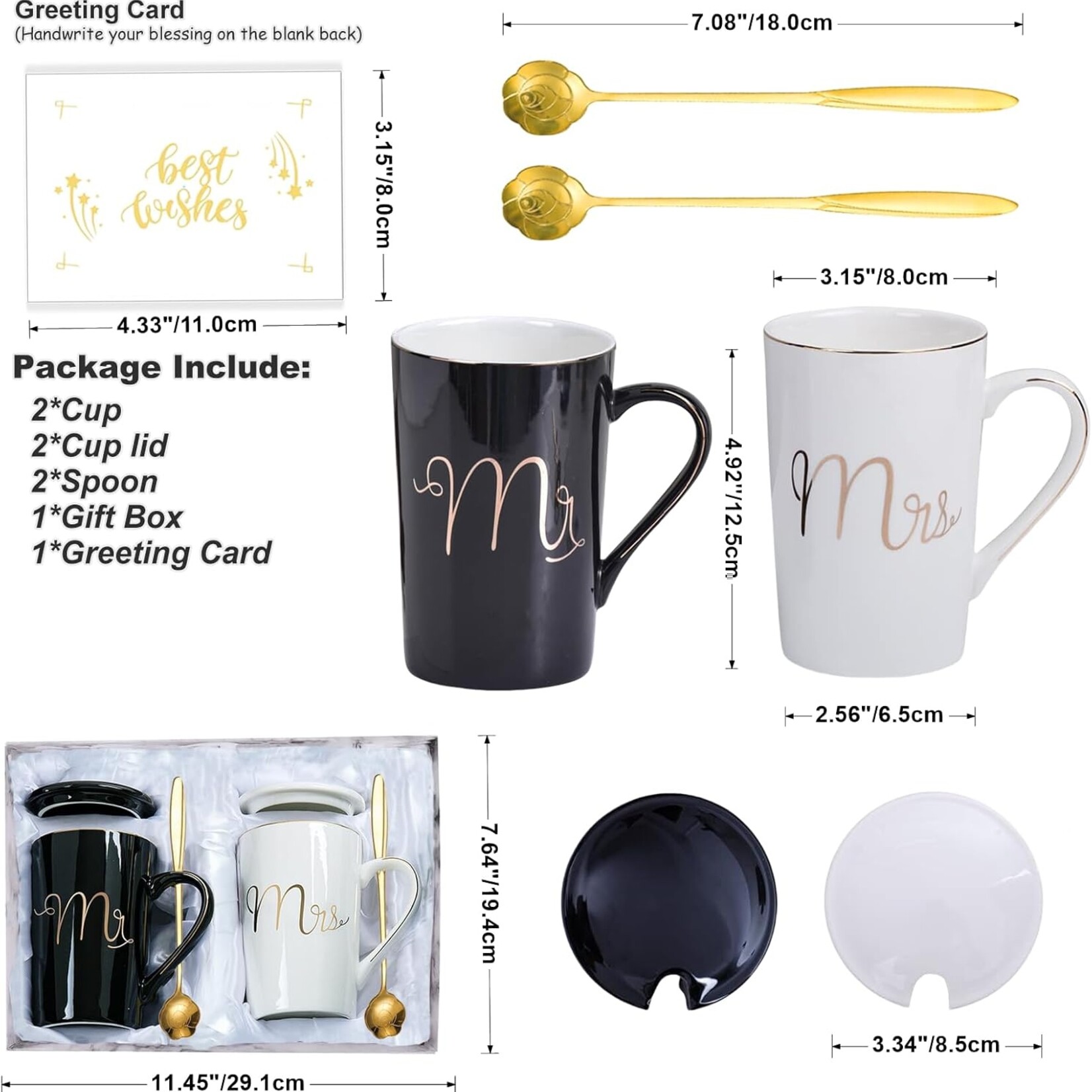 Mr&Mrs B&W Wedding Gift Mug Set