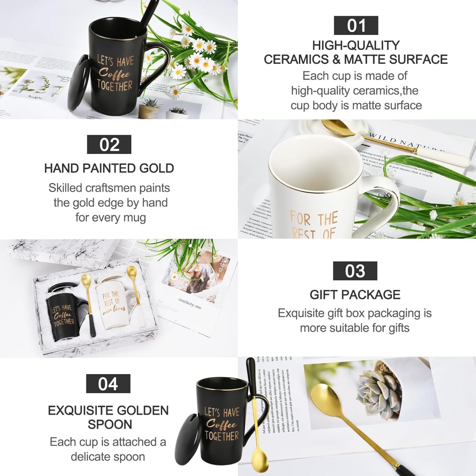 B&W Coffee Together Wedding Gift Set