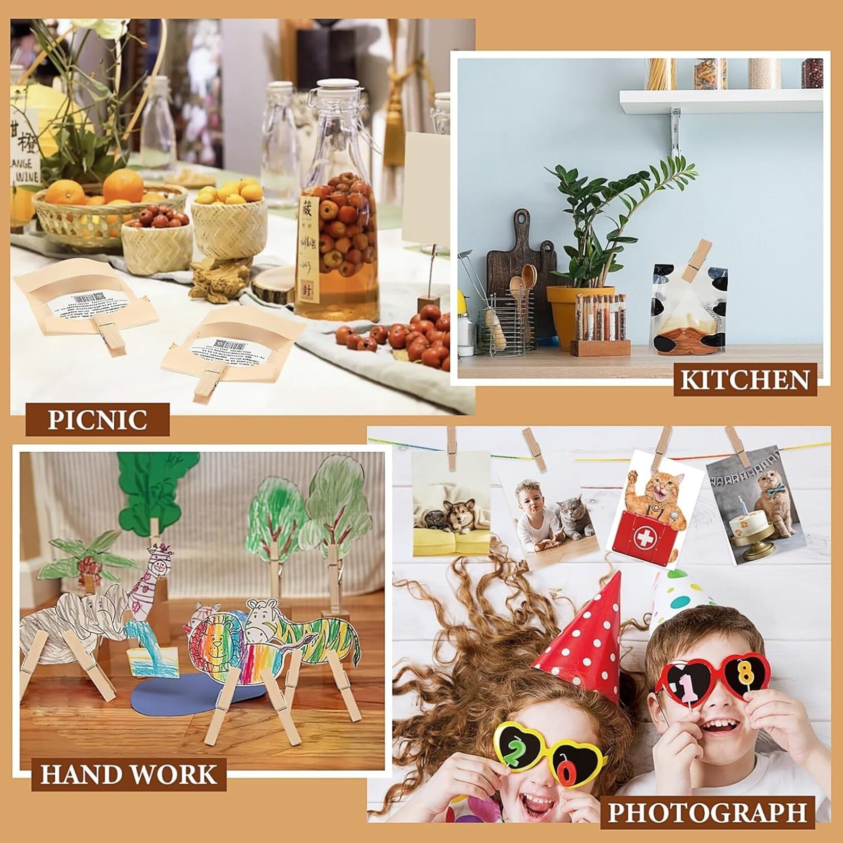 150Pcs Wooden Clothes Pins