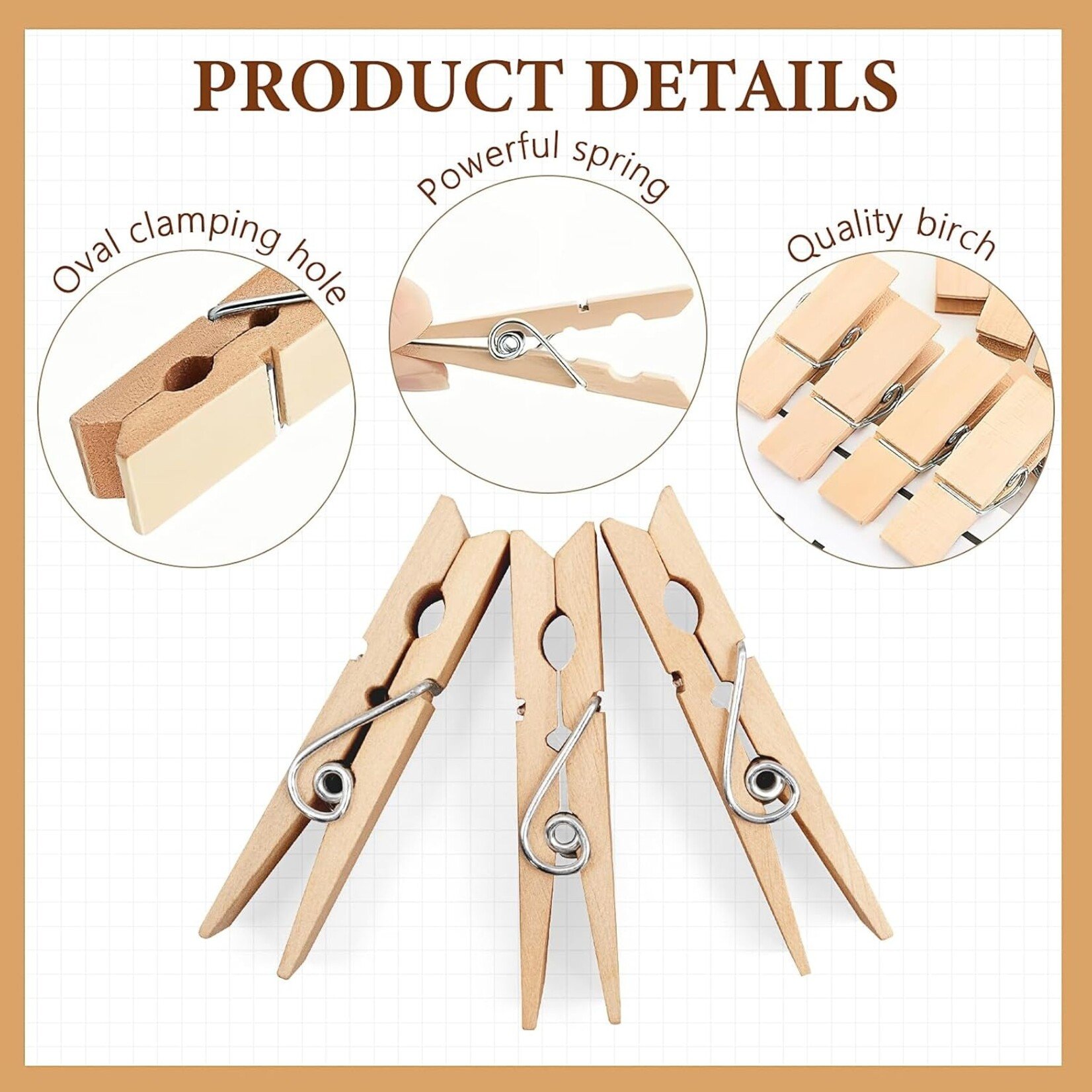 150Pcs Wooden Clothes Pins