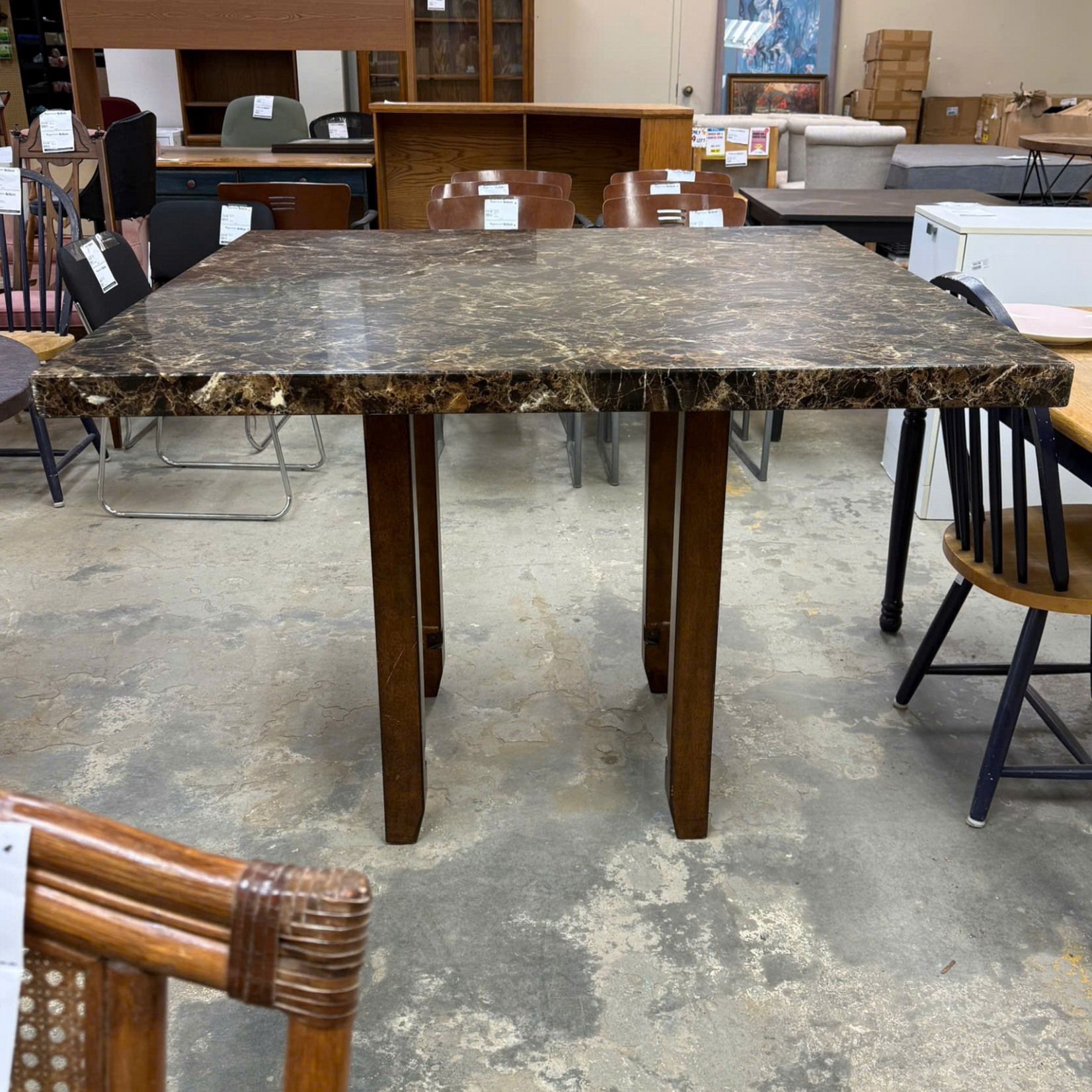 Square Faux Marble Top Table