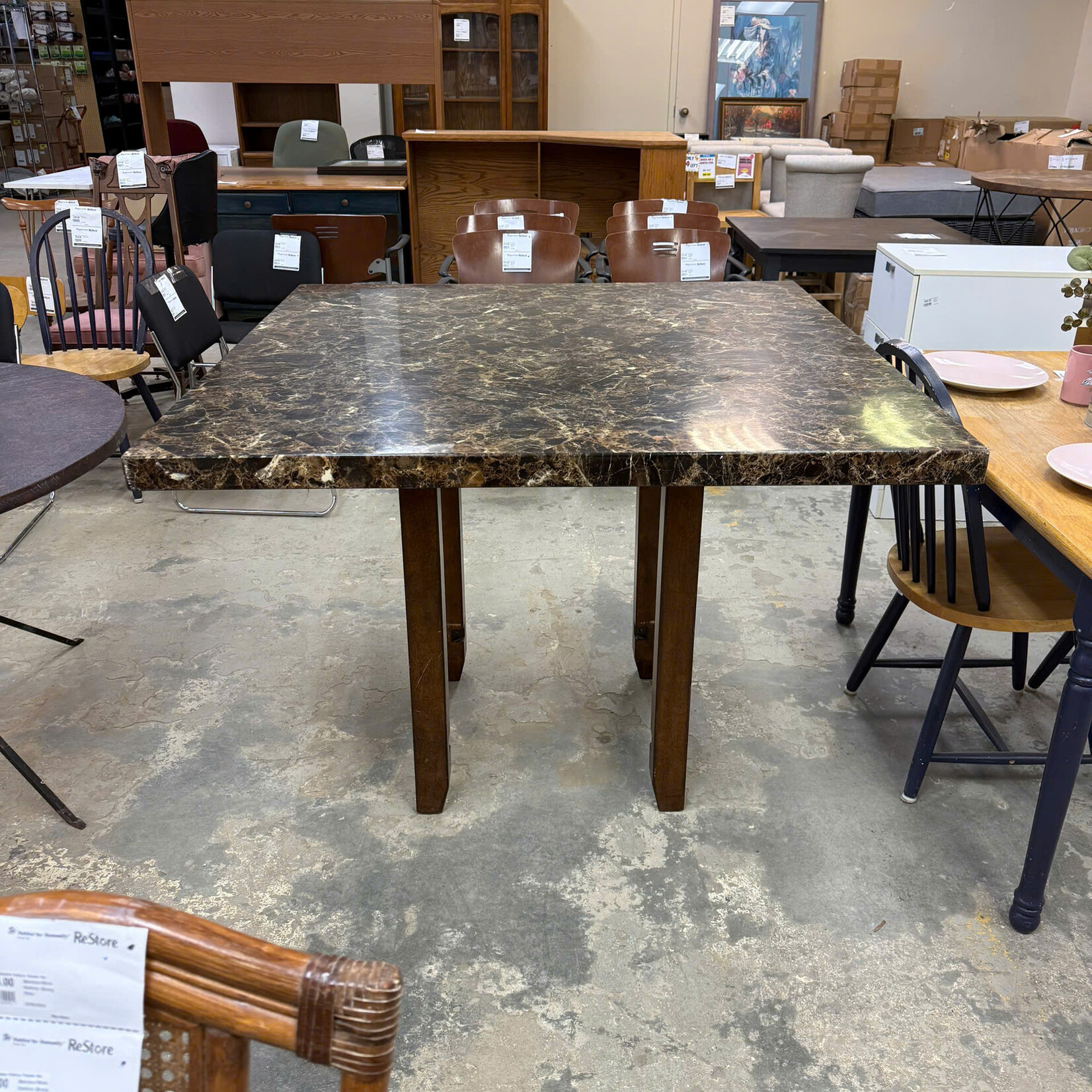Square Faux Marble Top Table