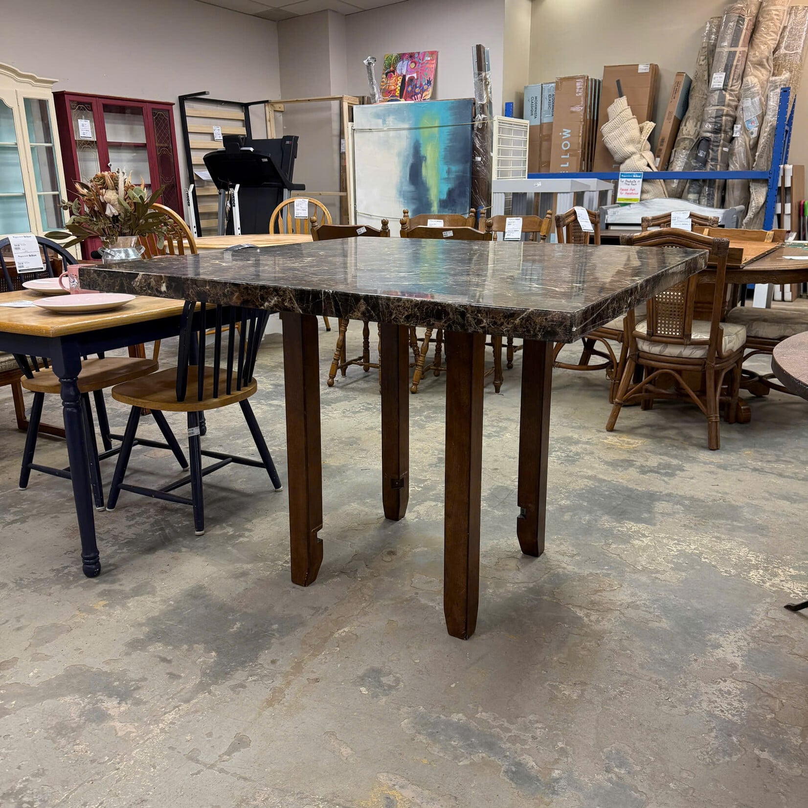 Square Faux Marble Top Table