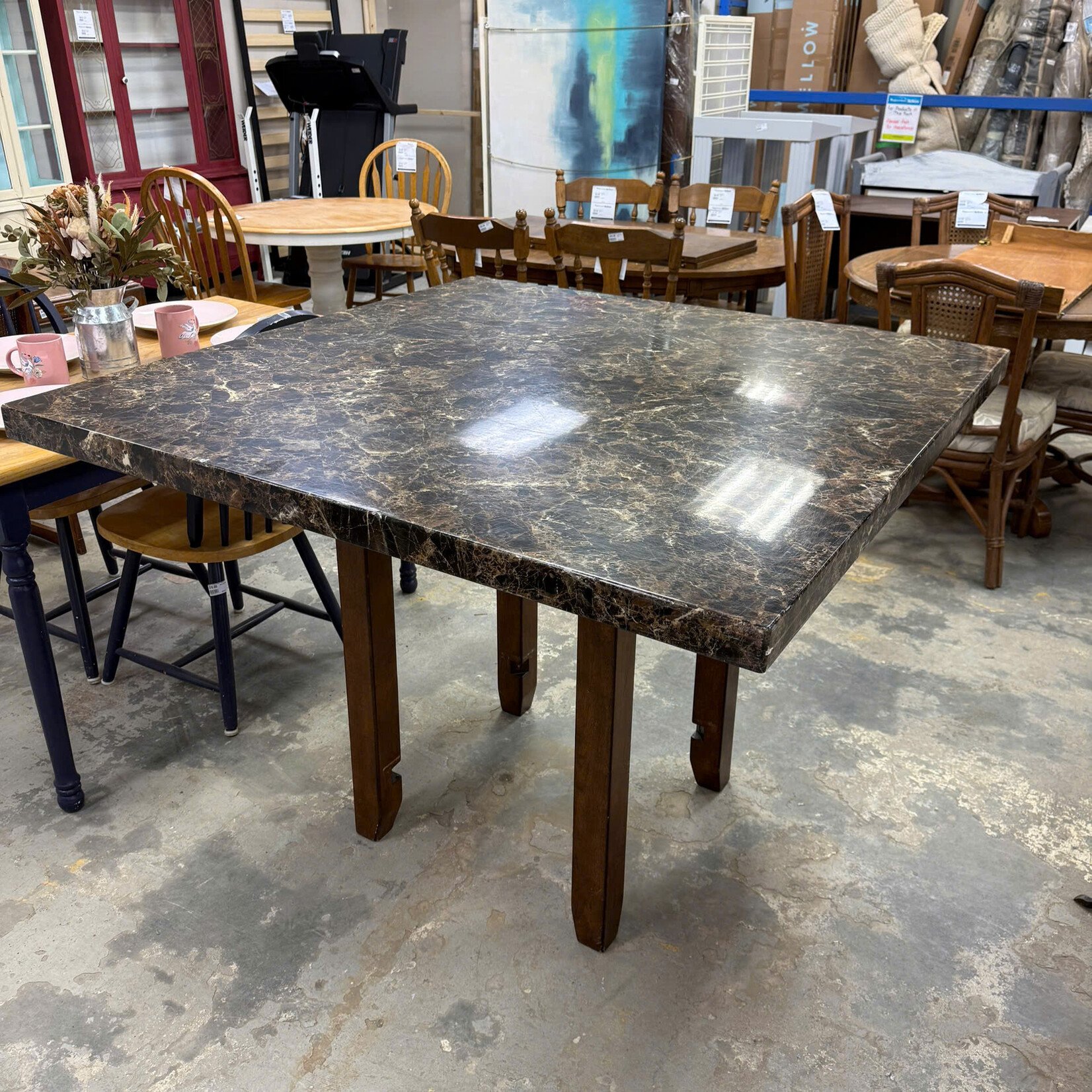 Square Faux Marble Top Table