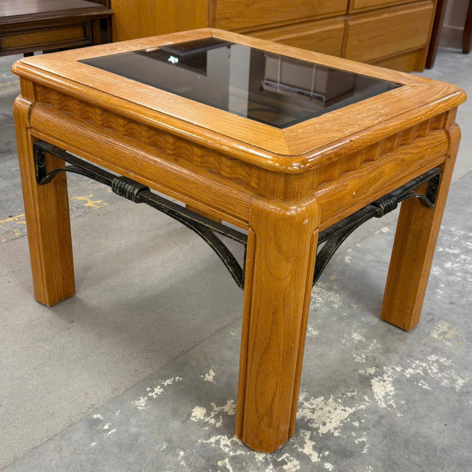 Dark Glass Top End Table