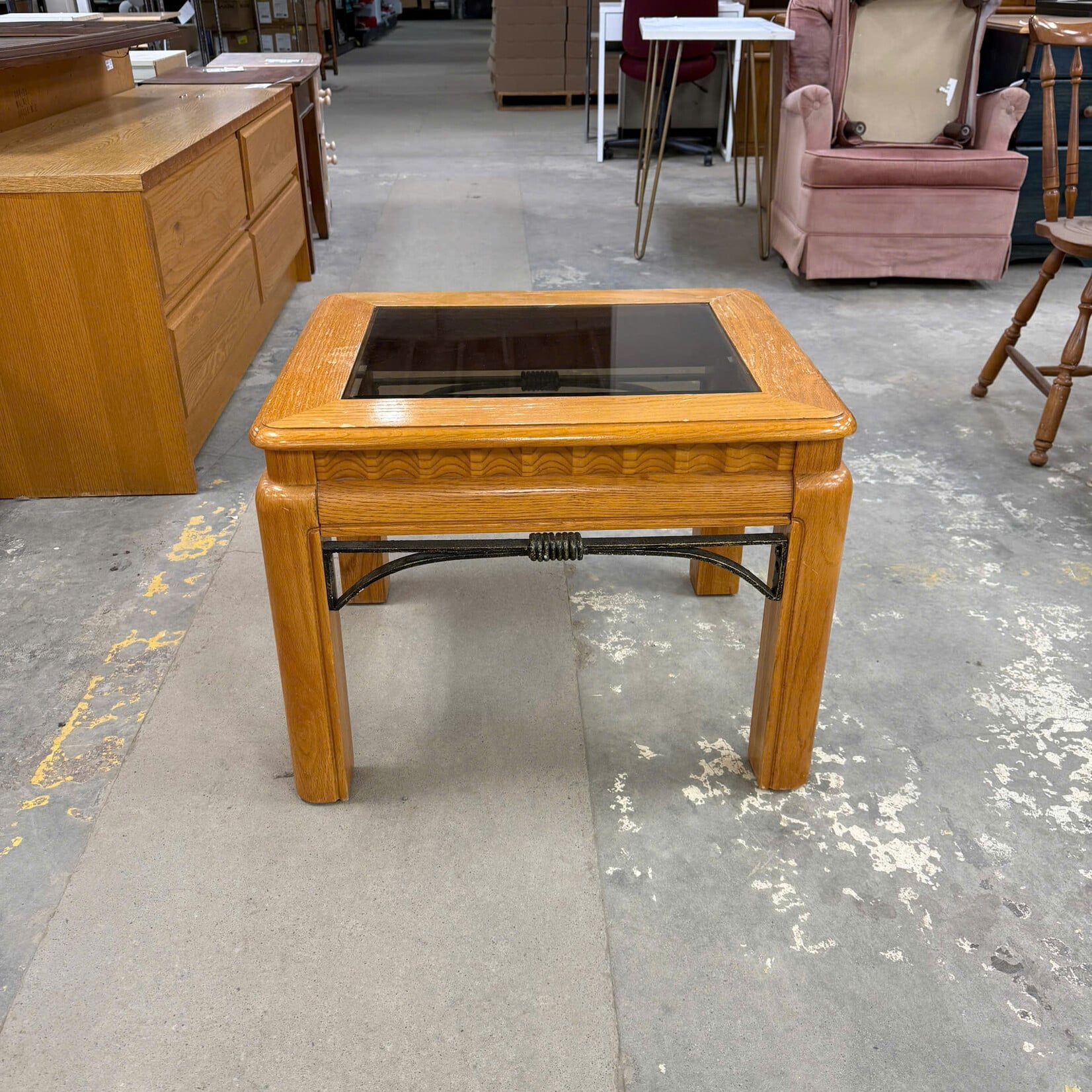Dark Glass Top End Table