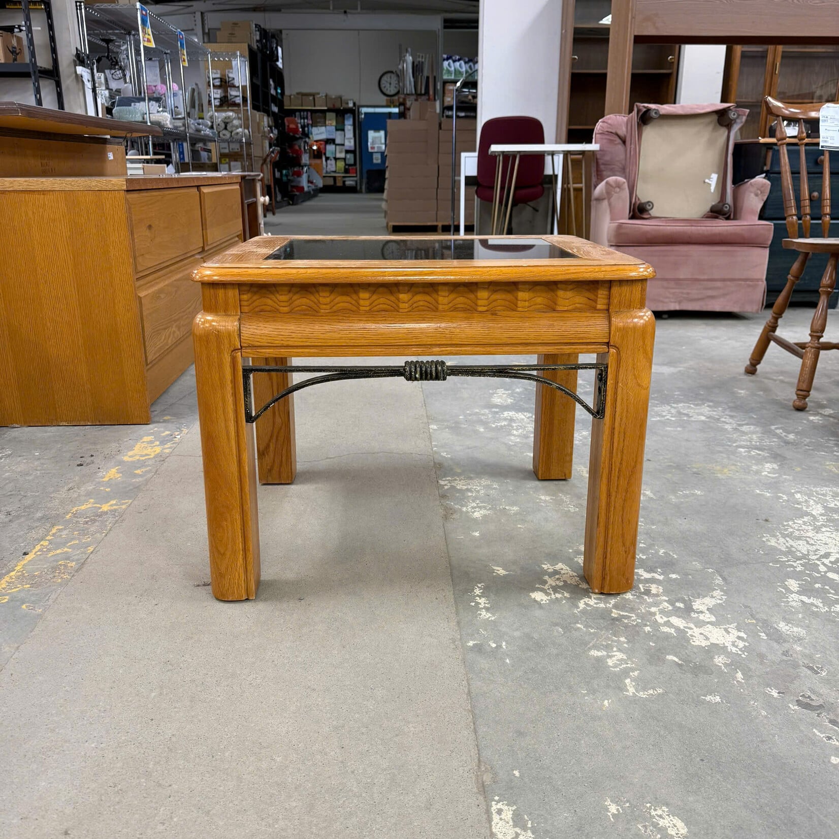 Dark Glass Top End Table