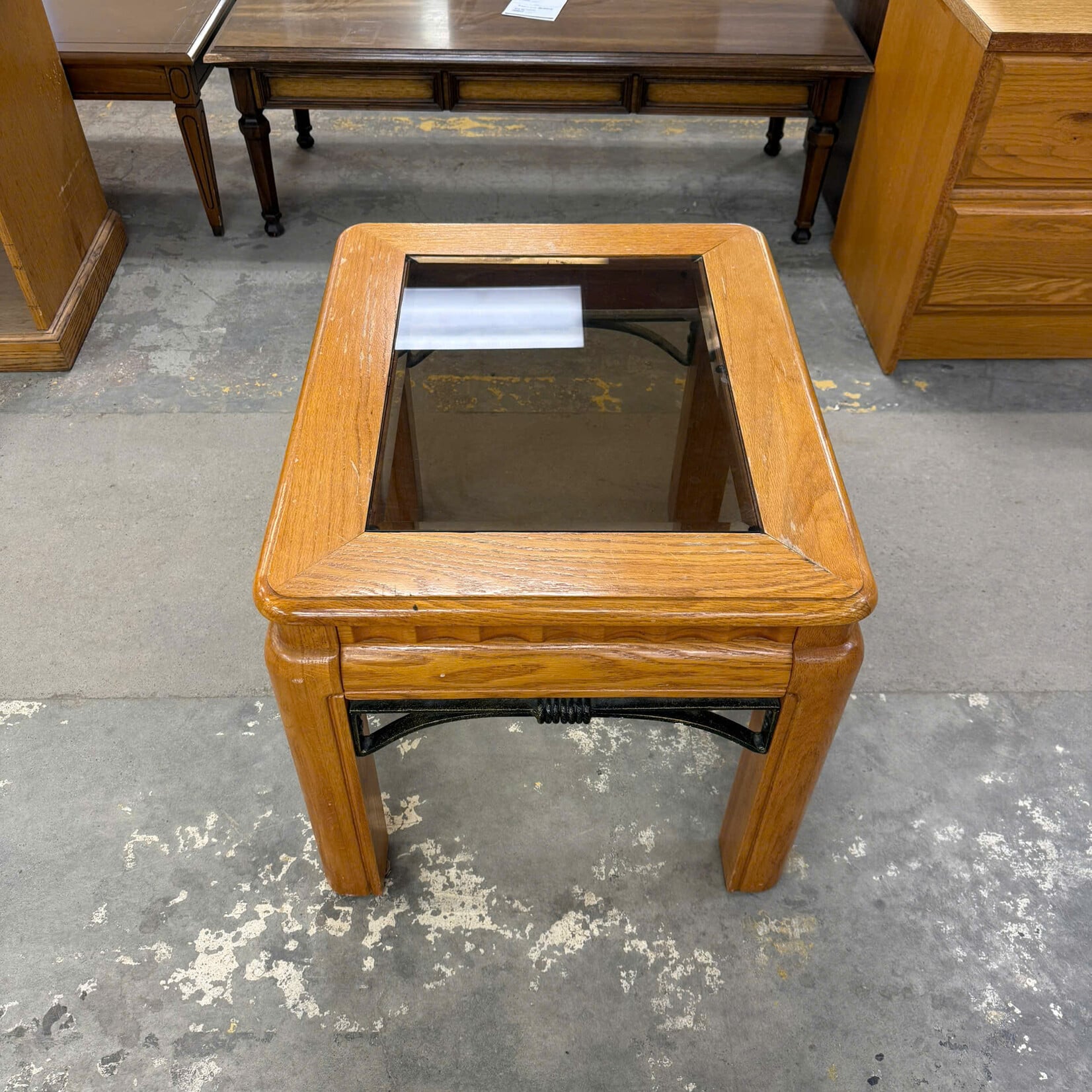 Dark Glass Top End Table