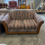 Pink/Green Love Seat w/ Wood