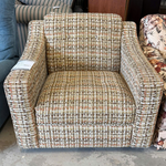 Retro Checkered Brown Chair
