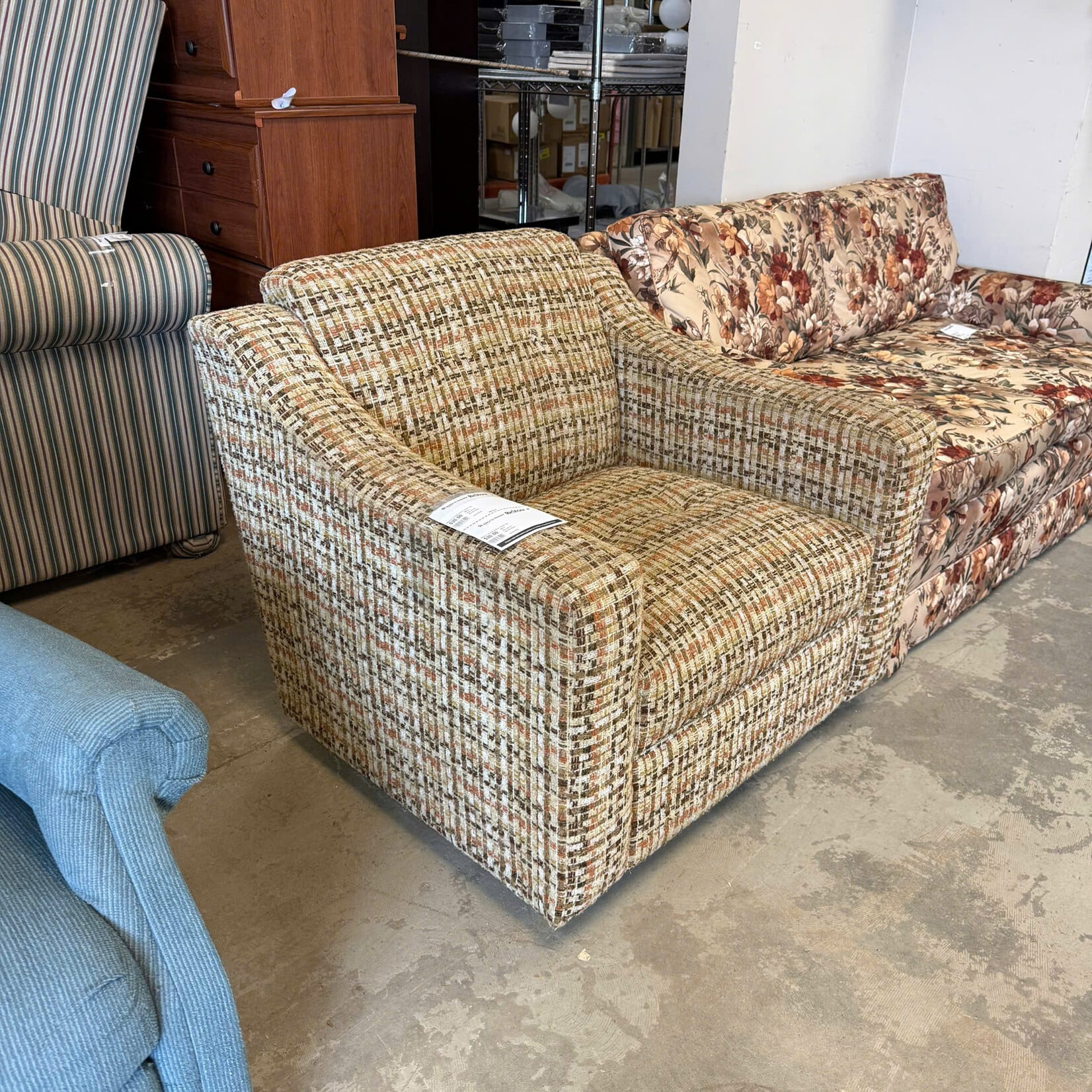 Retro Checkered Brown Chair