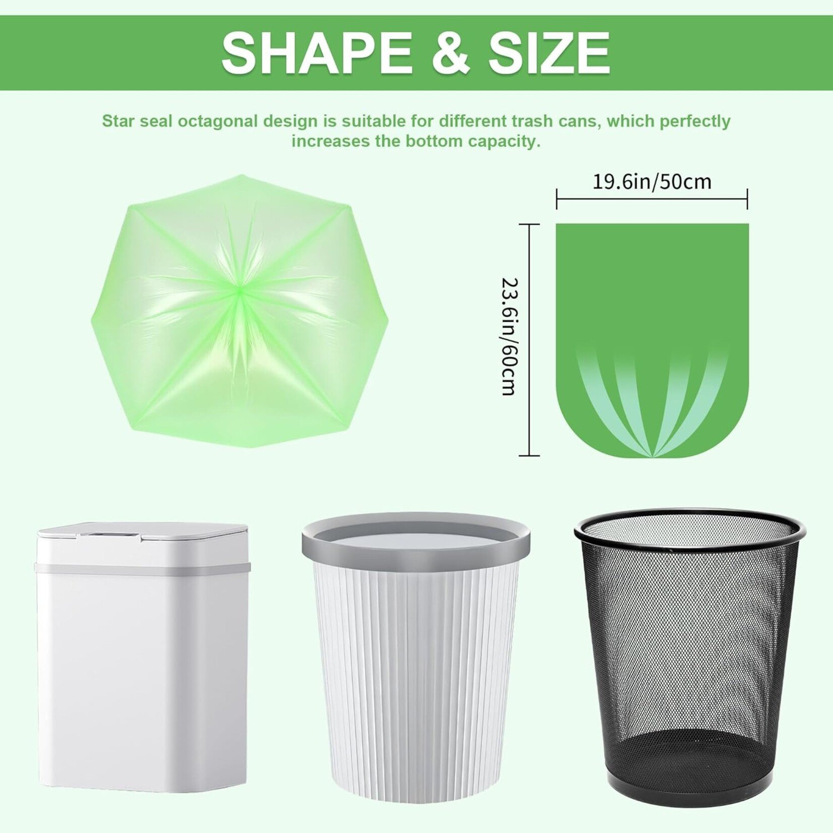 200Pcs Trash Bag 50x60cm Biodegradable