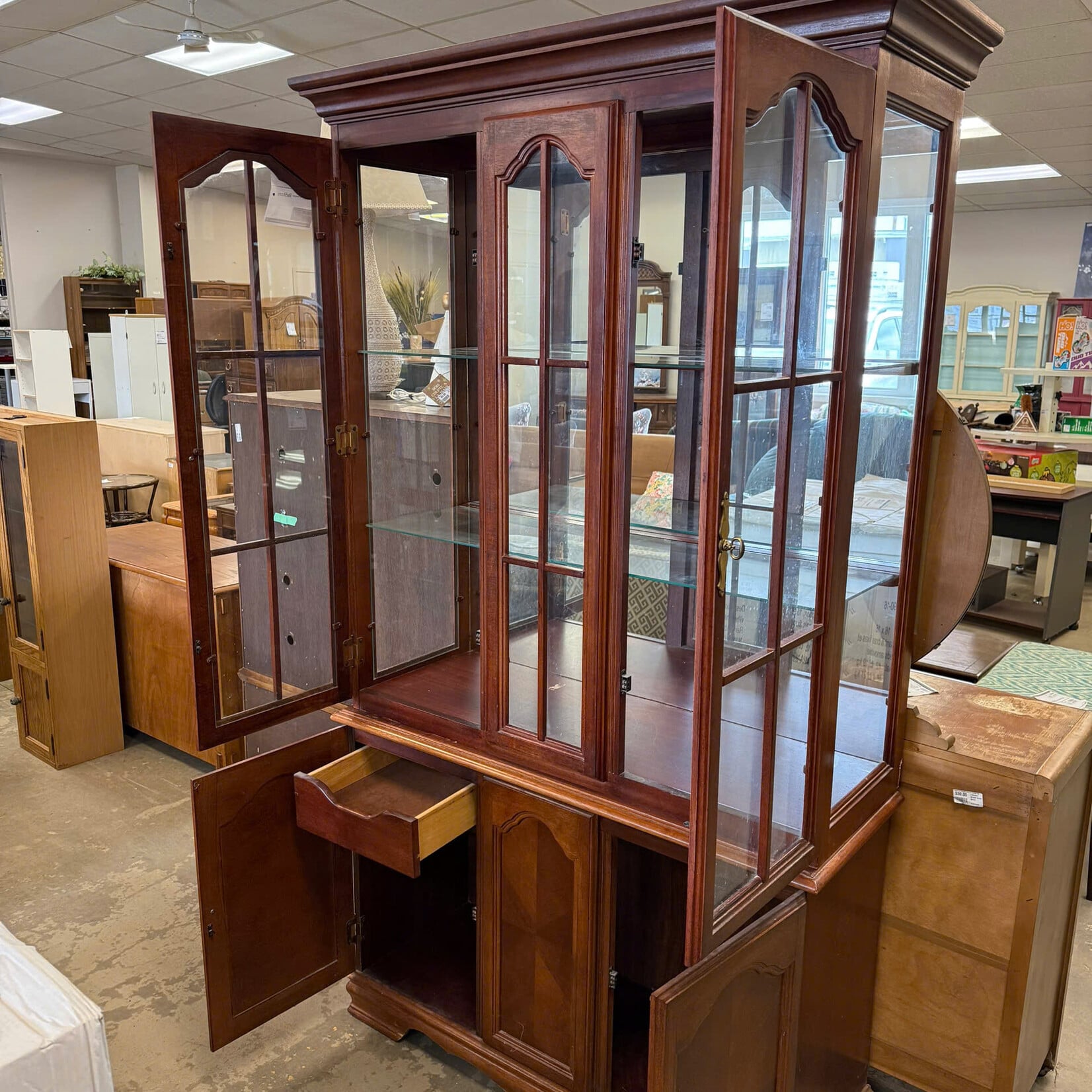 Dark Brown 2 Piece China Cabinet