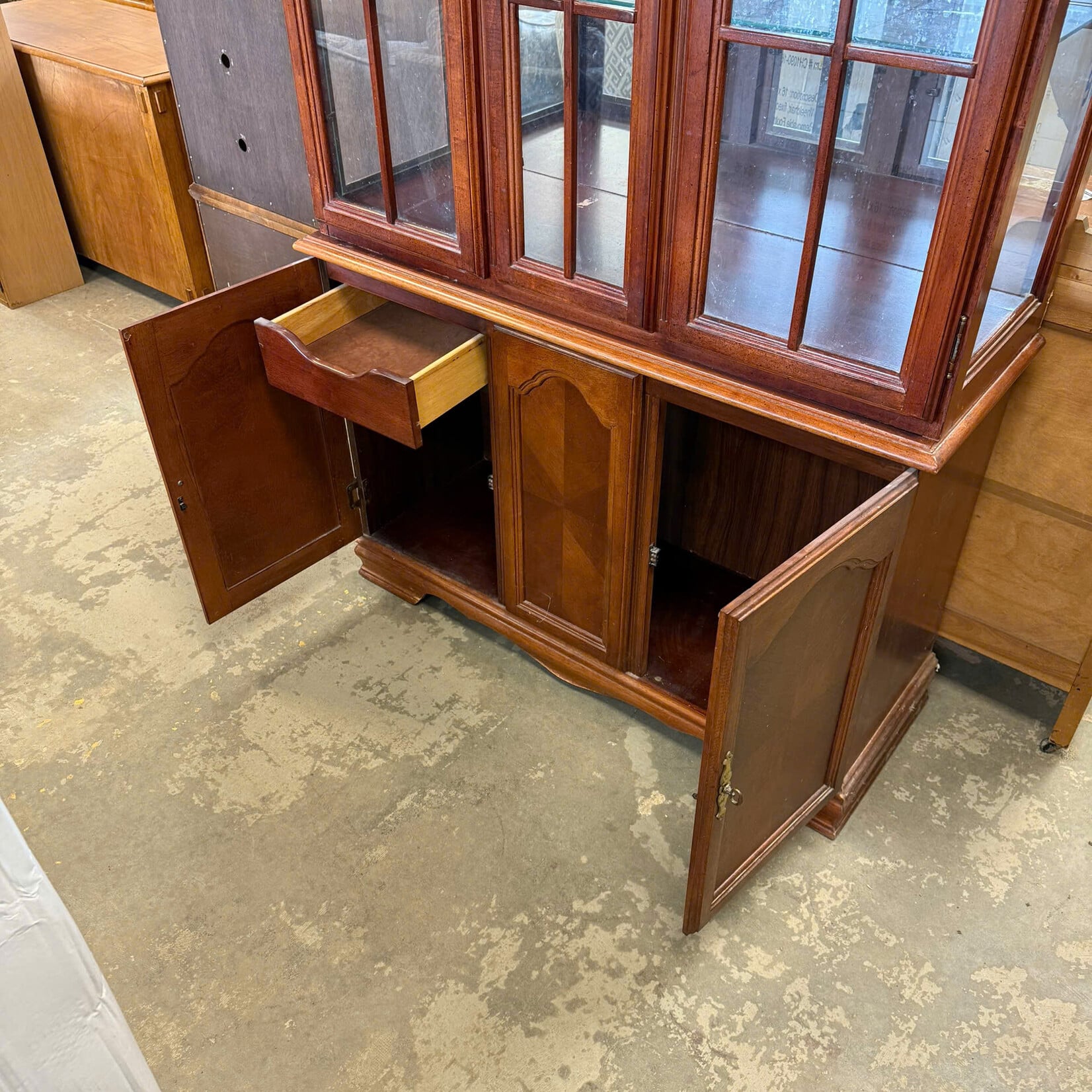Dark Brown 2 Piece China Cabinet
