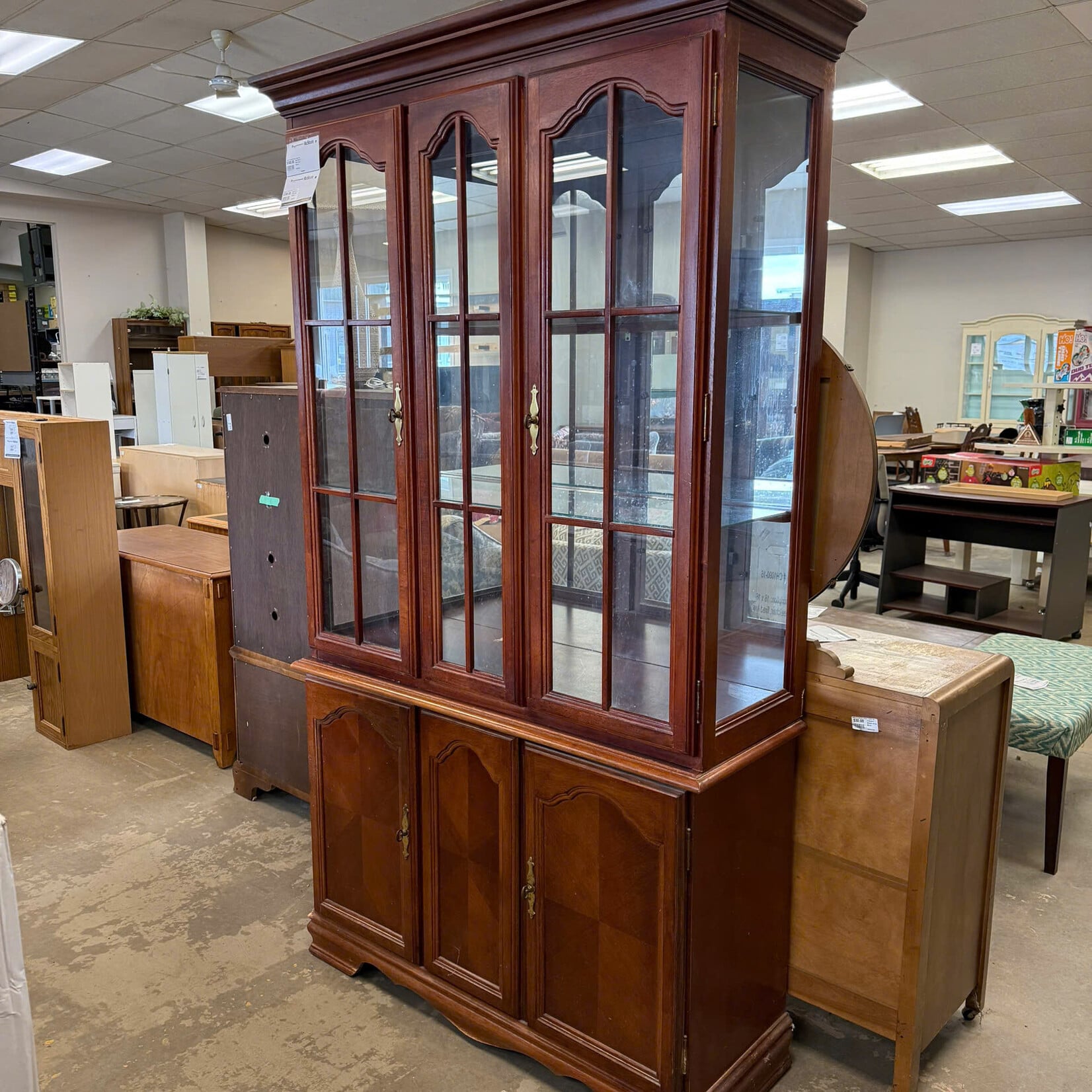 Dark Brown 2 Piece China Cabinet