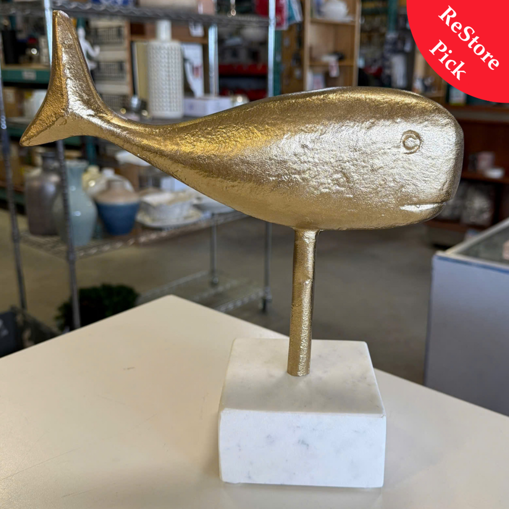 Metal/Marble Whale