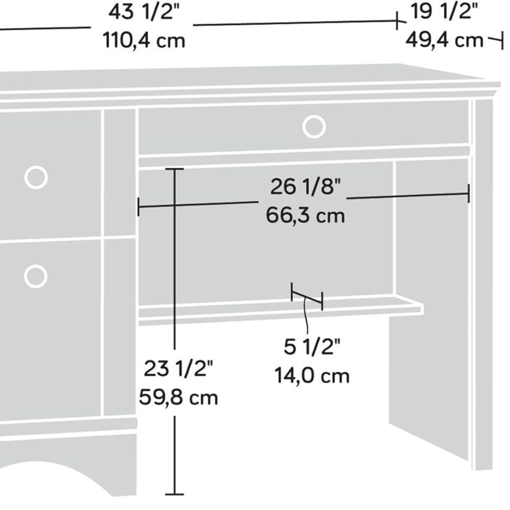 3 Drawer Grey Finish Desk