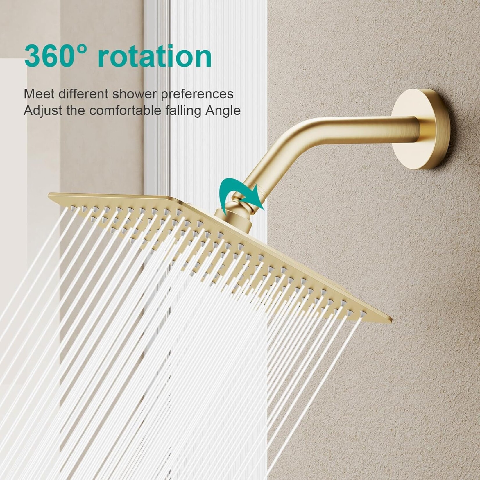 Square Shower Head Brushed Gold 8"