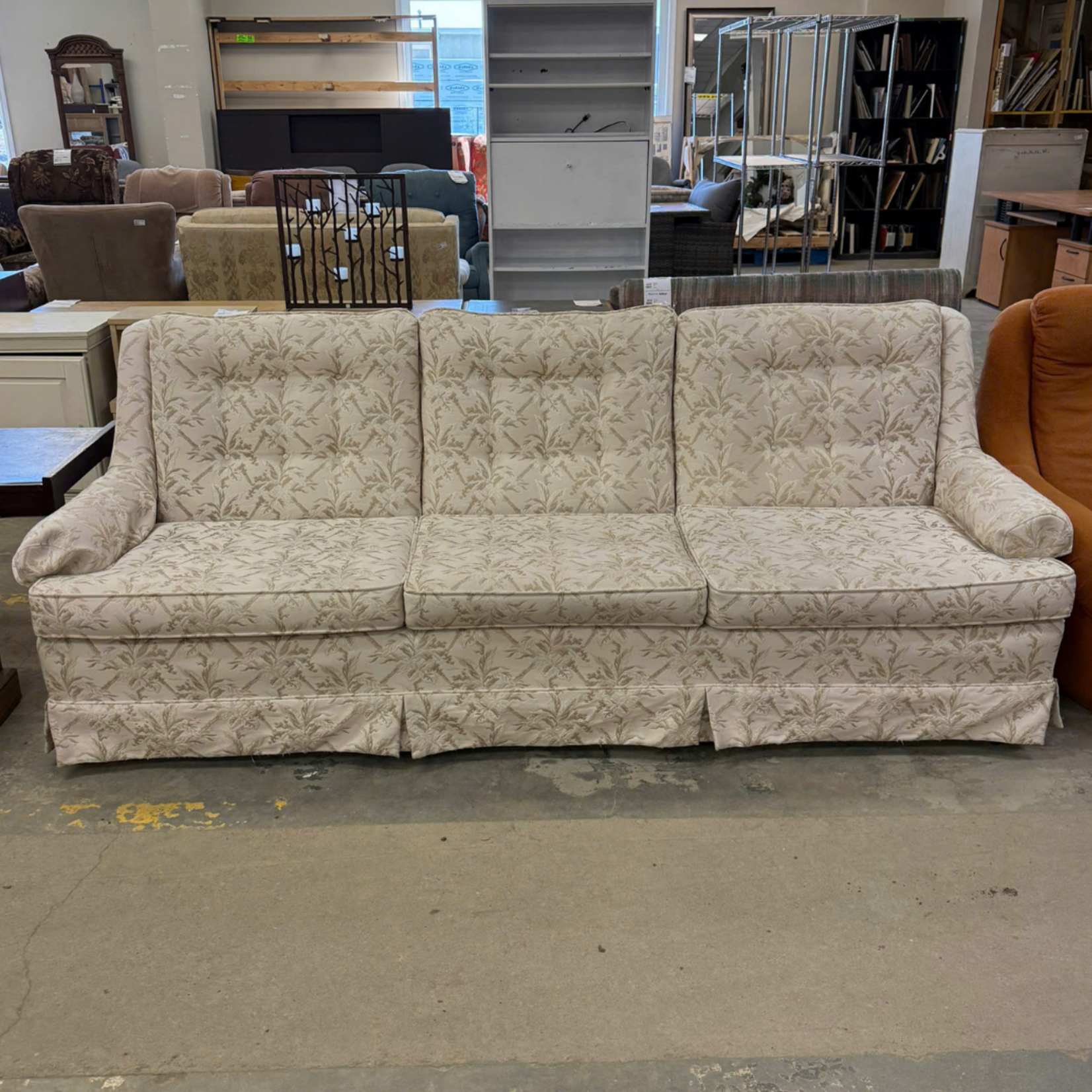 3 White Floral Cushion Couch