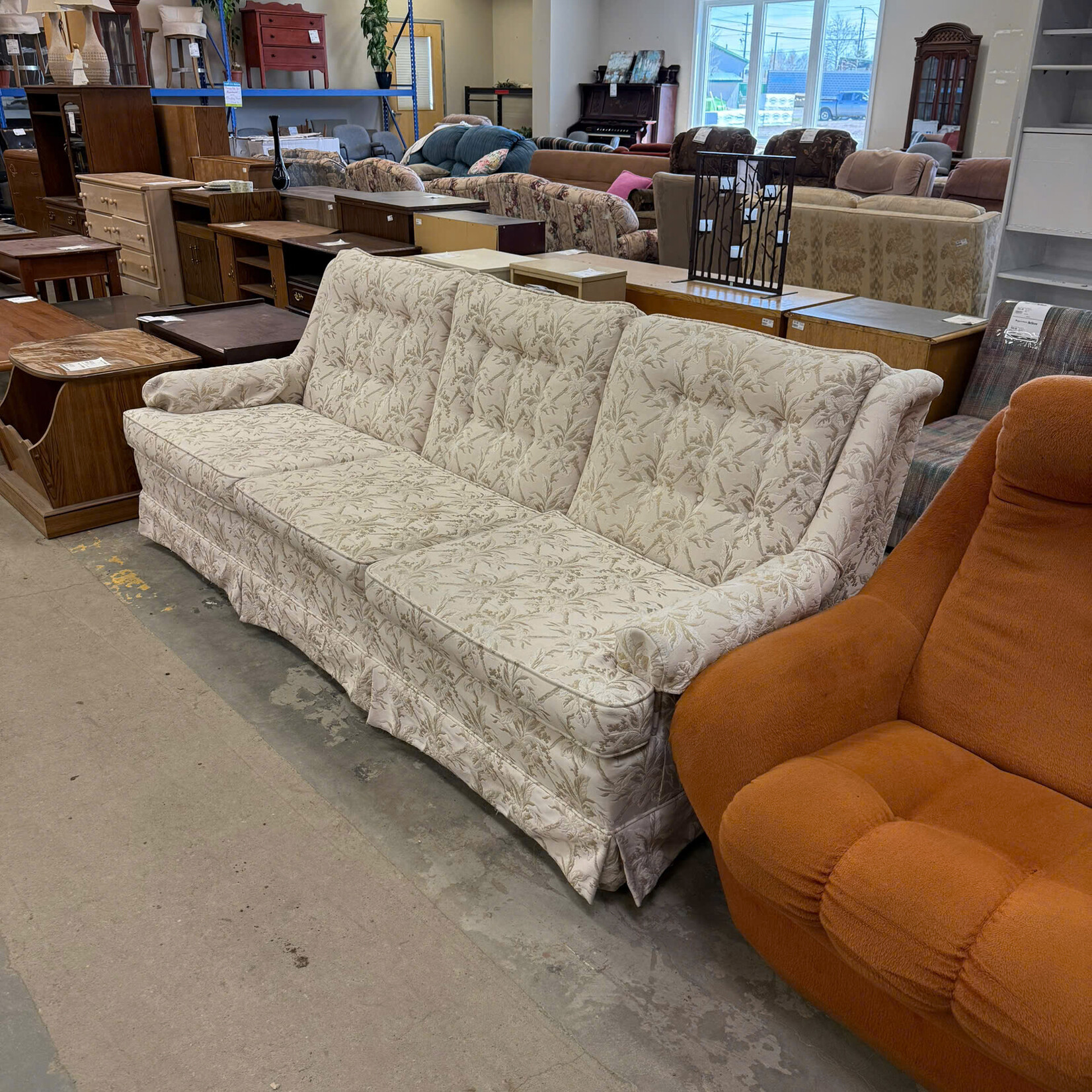 3 White Floral Cushion Couch
