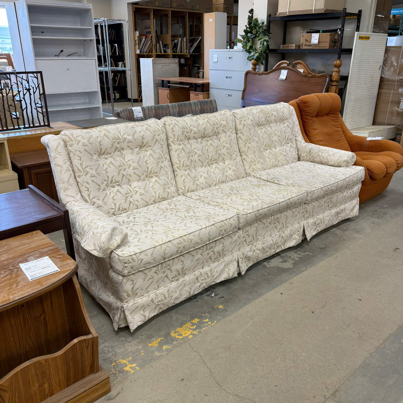 3 White Floral Cushion Couch