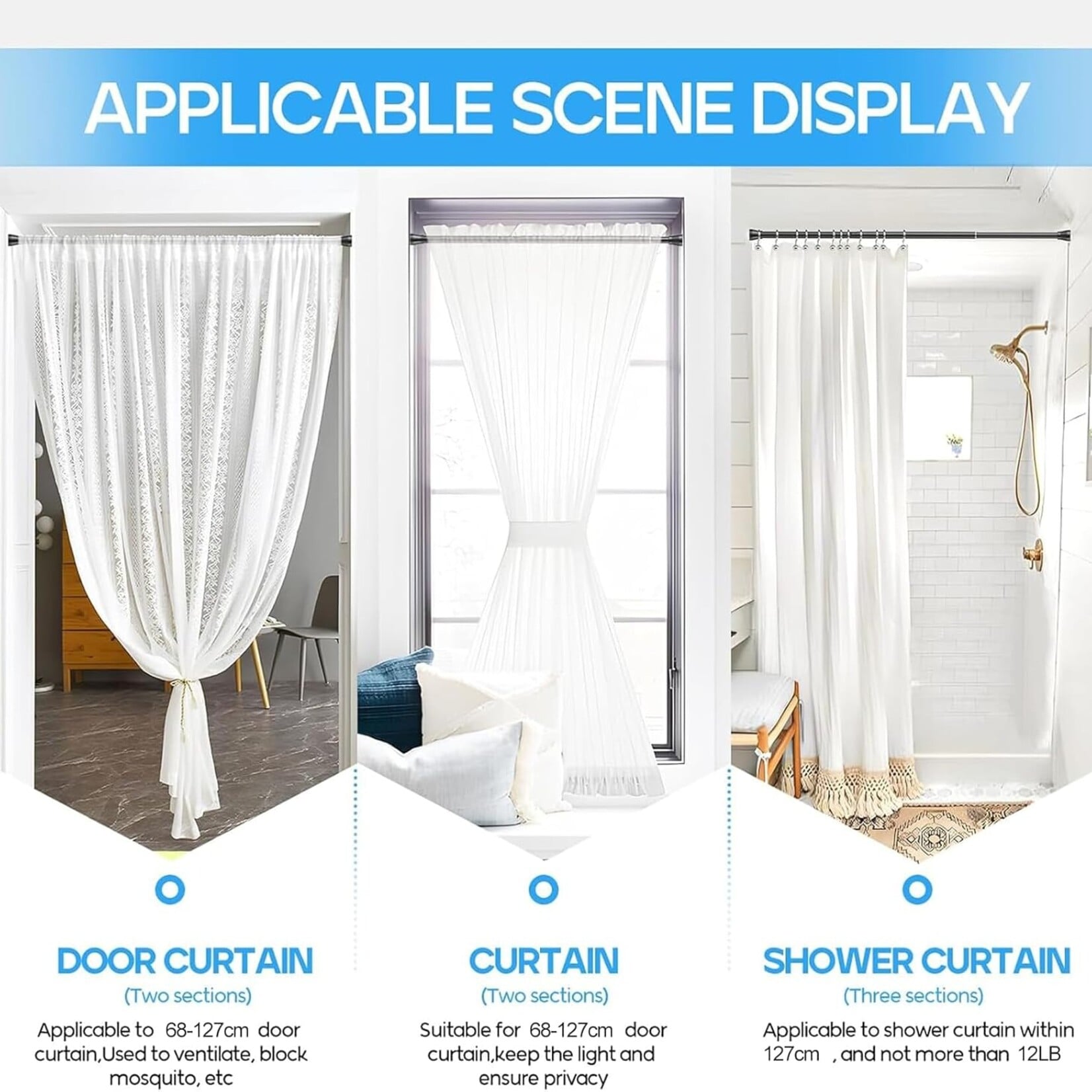 Tension Curtain Rod 30-64 in