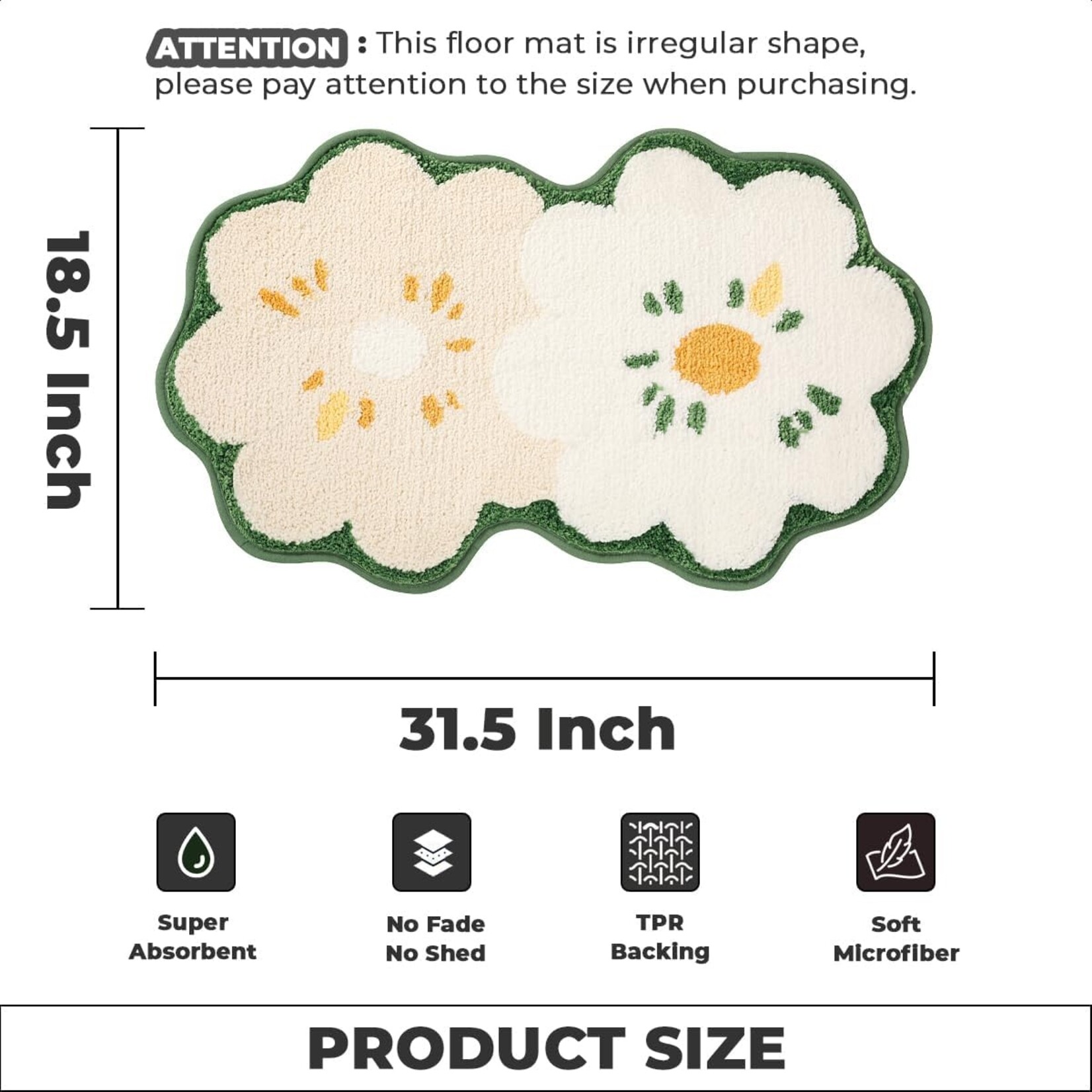 31.5x18.5 Bath Carpet Ultra Absorbent