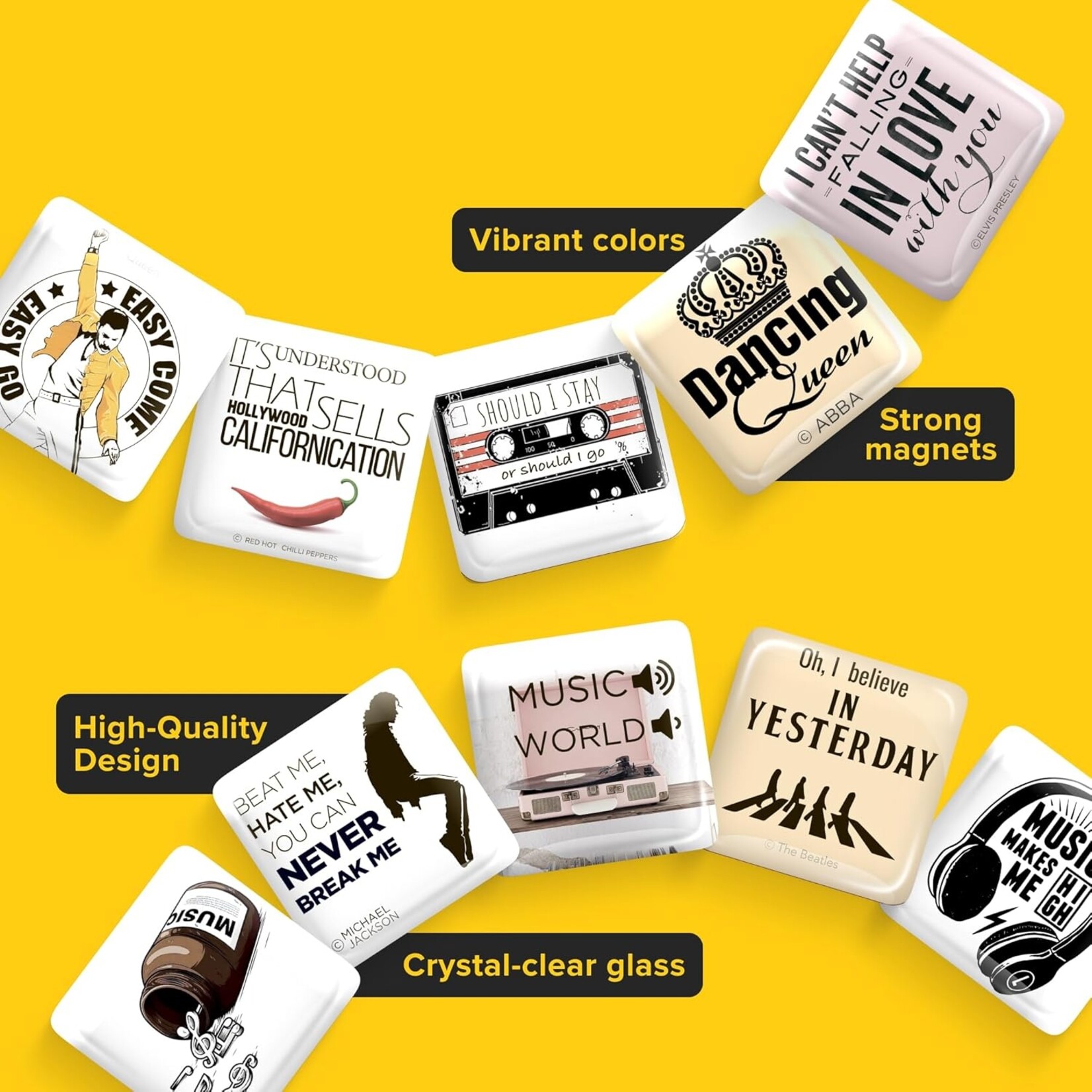 Music Glass Magnets 10Pcs