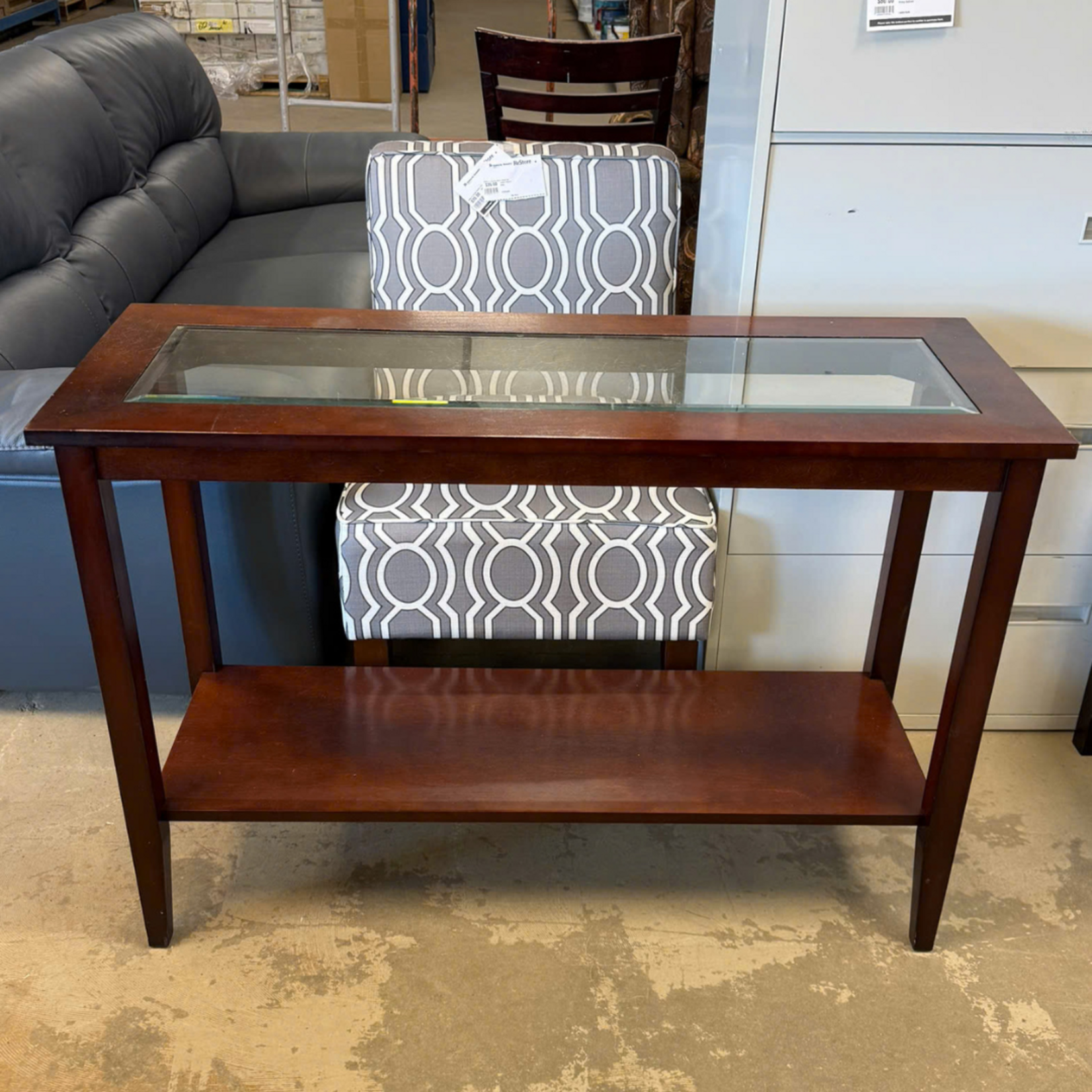 Glass Console Table With A Lower Shelf