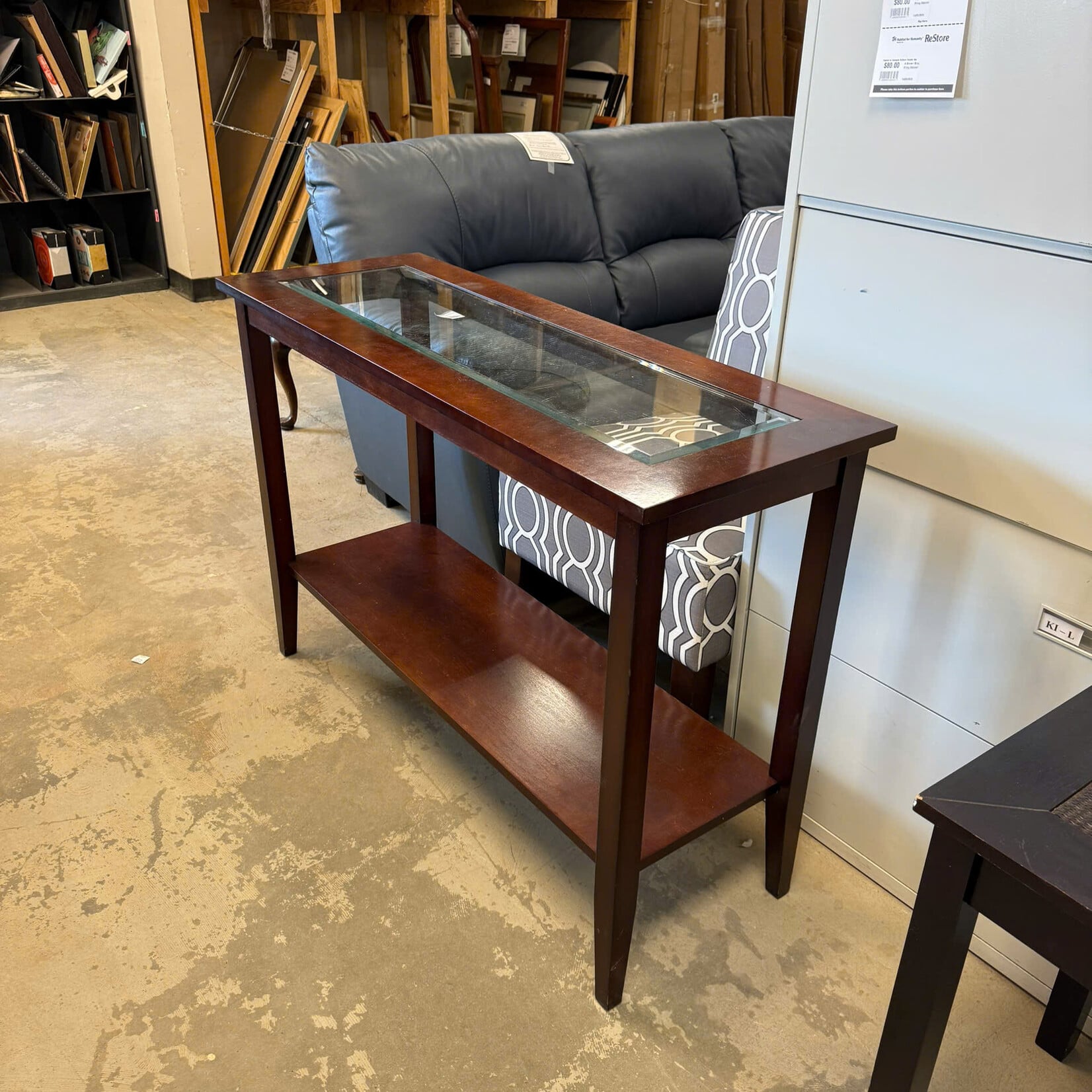 Glass Console Table With A Lower Shelf