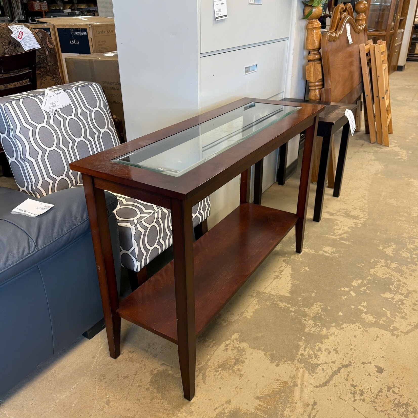 Glass Console Table With A Lower Shelf