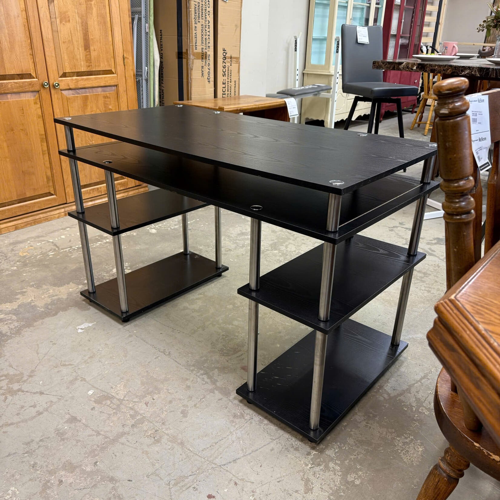 Black Student Desk With Shelves