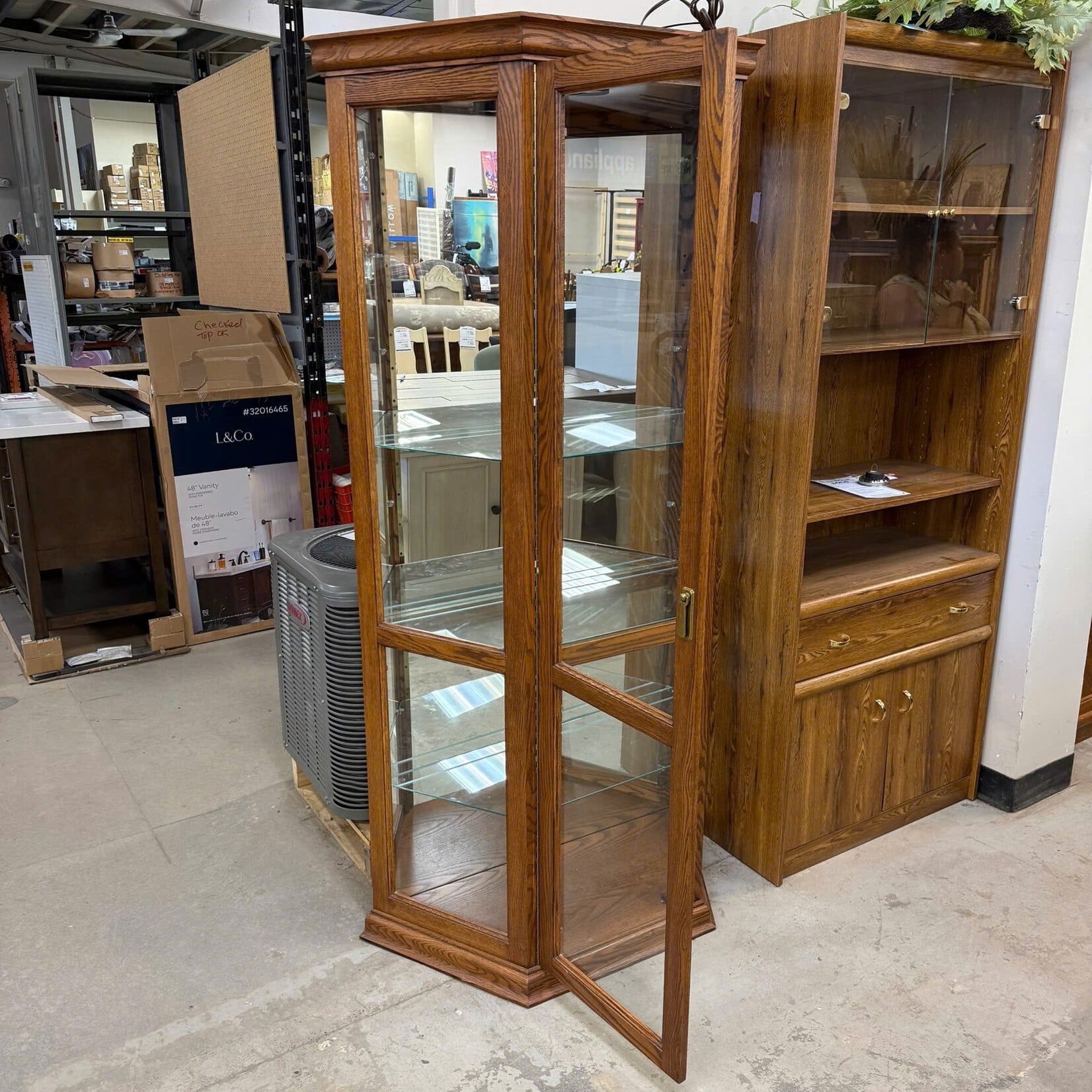 3 Glass Shelf Corner Cabinet