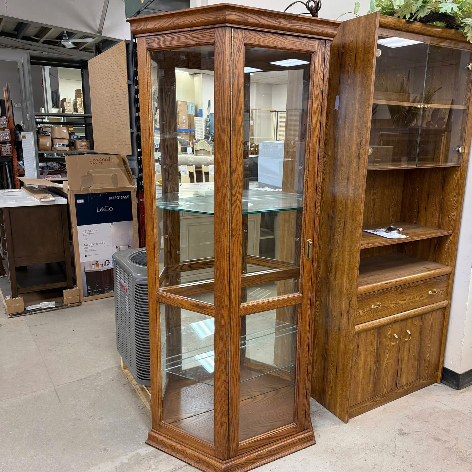 3 Glass Shelf Corner Cabinet
