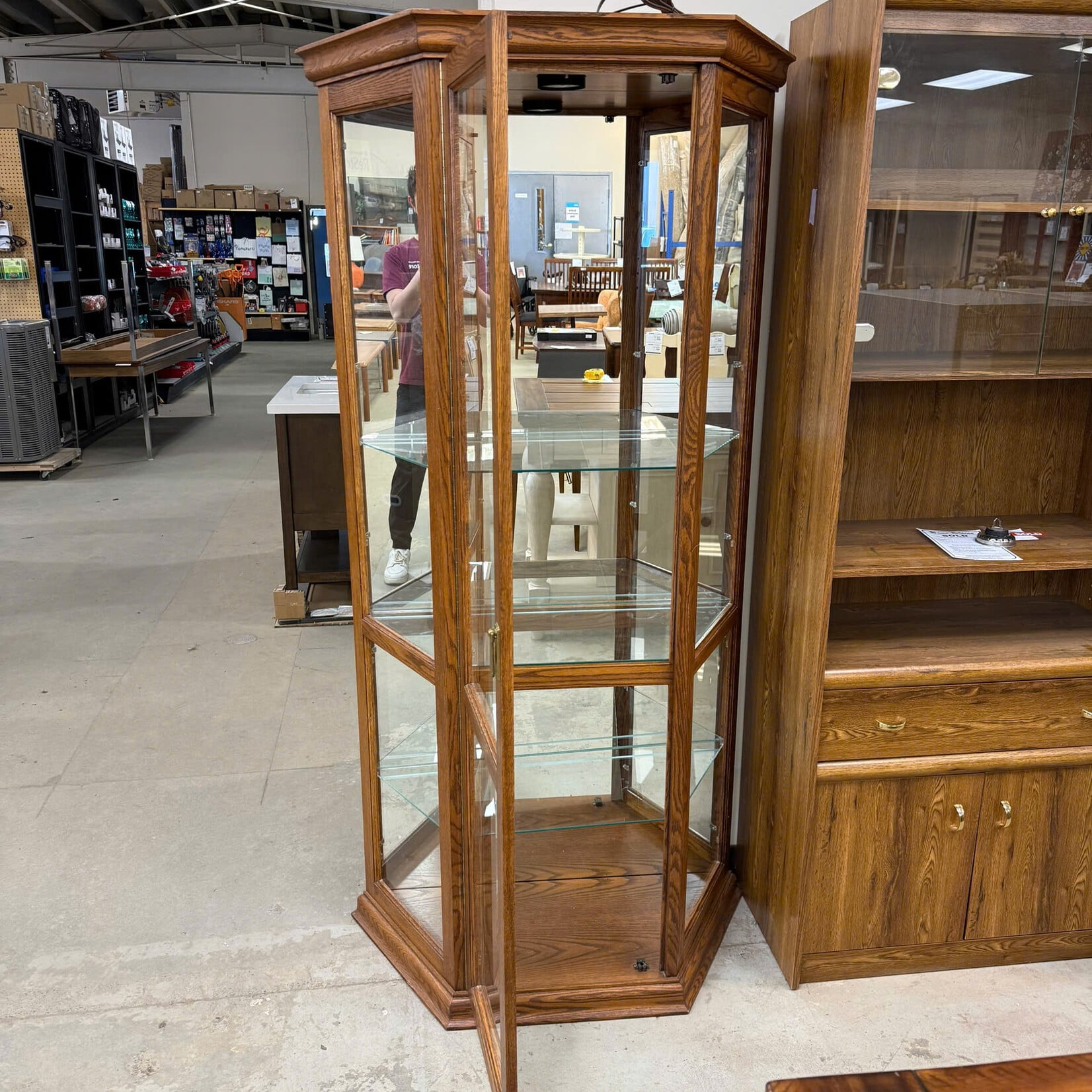 3 Glass Shelf Corner Cabinet