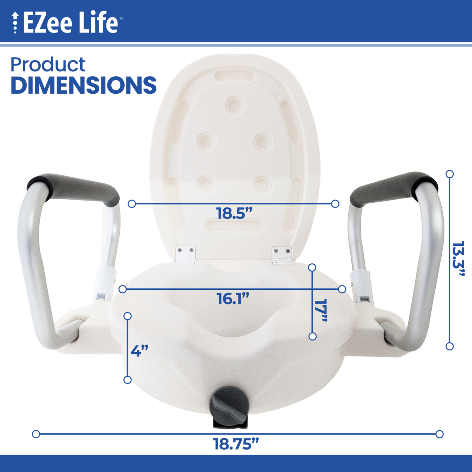 EZ Life 4inch Raised Toilet Seat